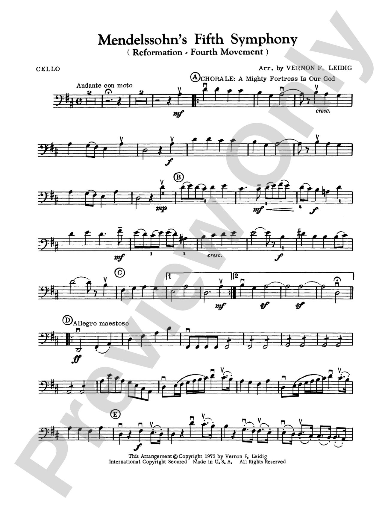 Mendelssohn's 5th Symphony "Reformation," 4th Movement: Cello