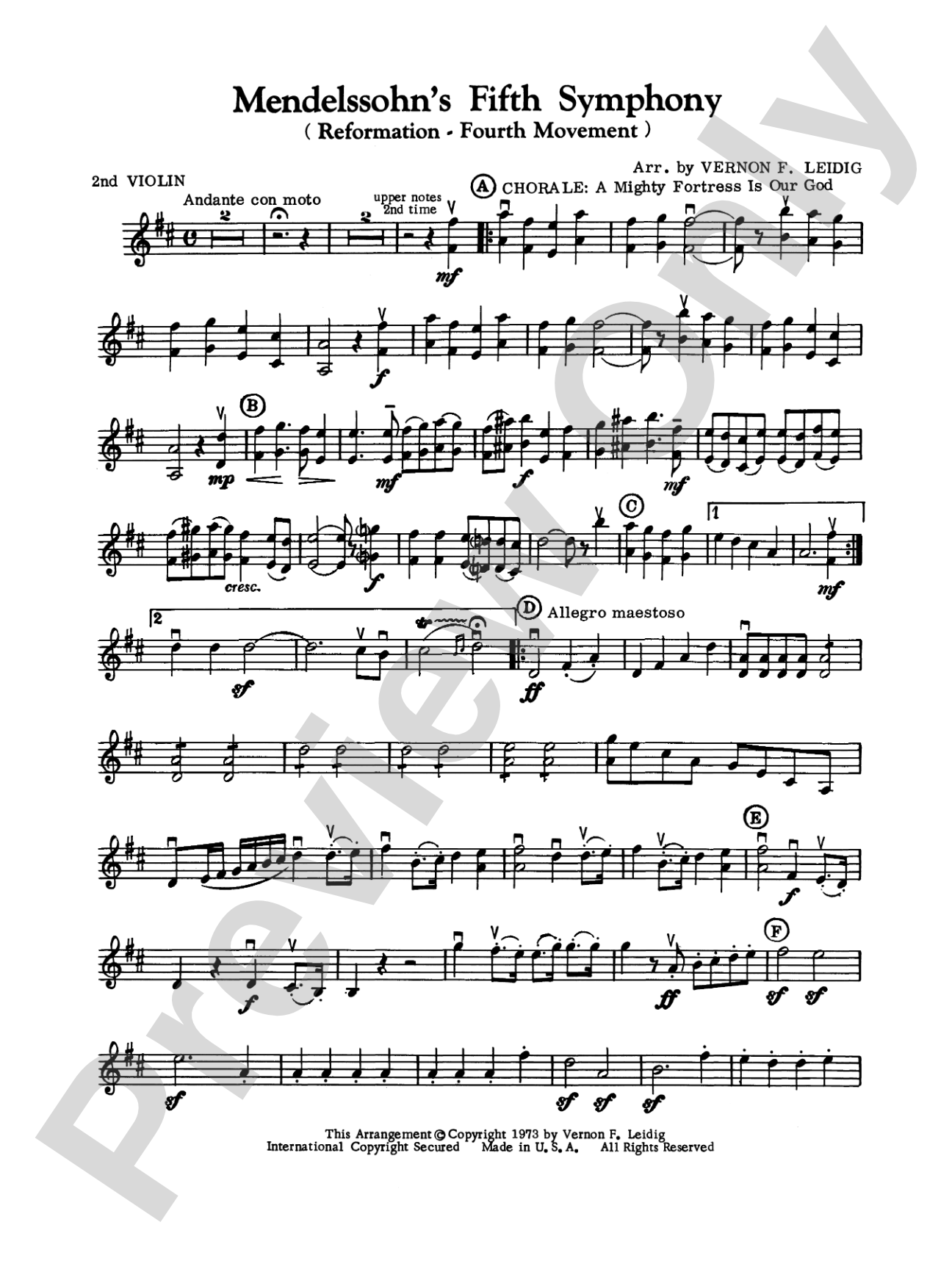 Mendelssohn's 5th Symphony "Reformation," 4th Movement: 2nd Violin
