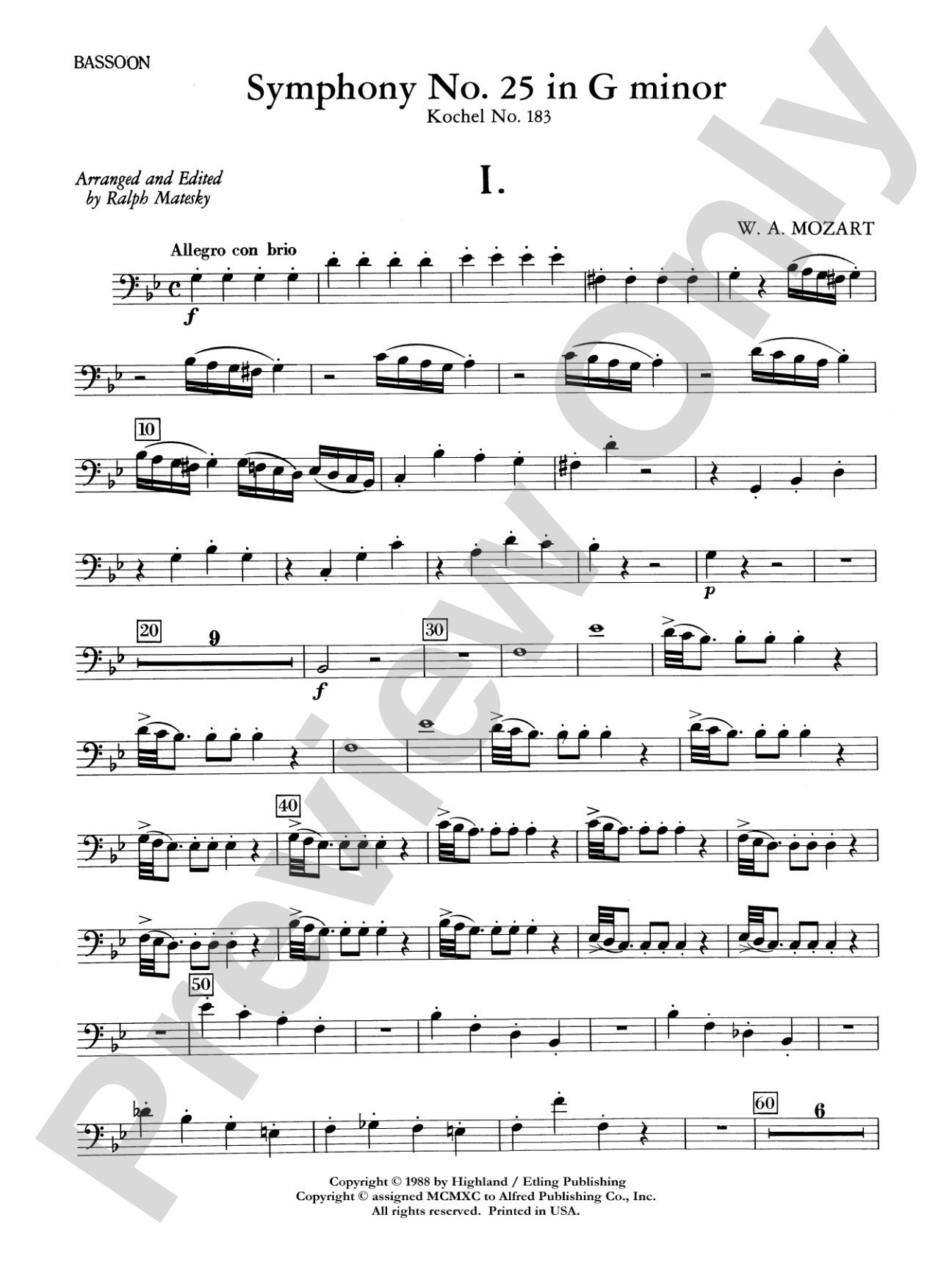 Mozart's Symphony No. 25 in G Minor, 1st & 2nd Movements: Bassoon