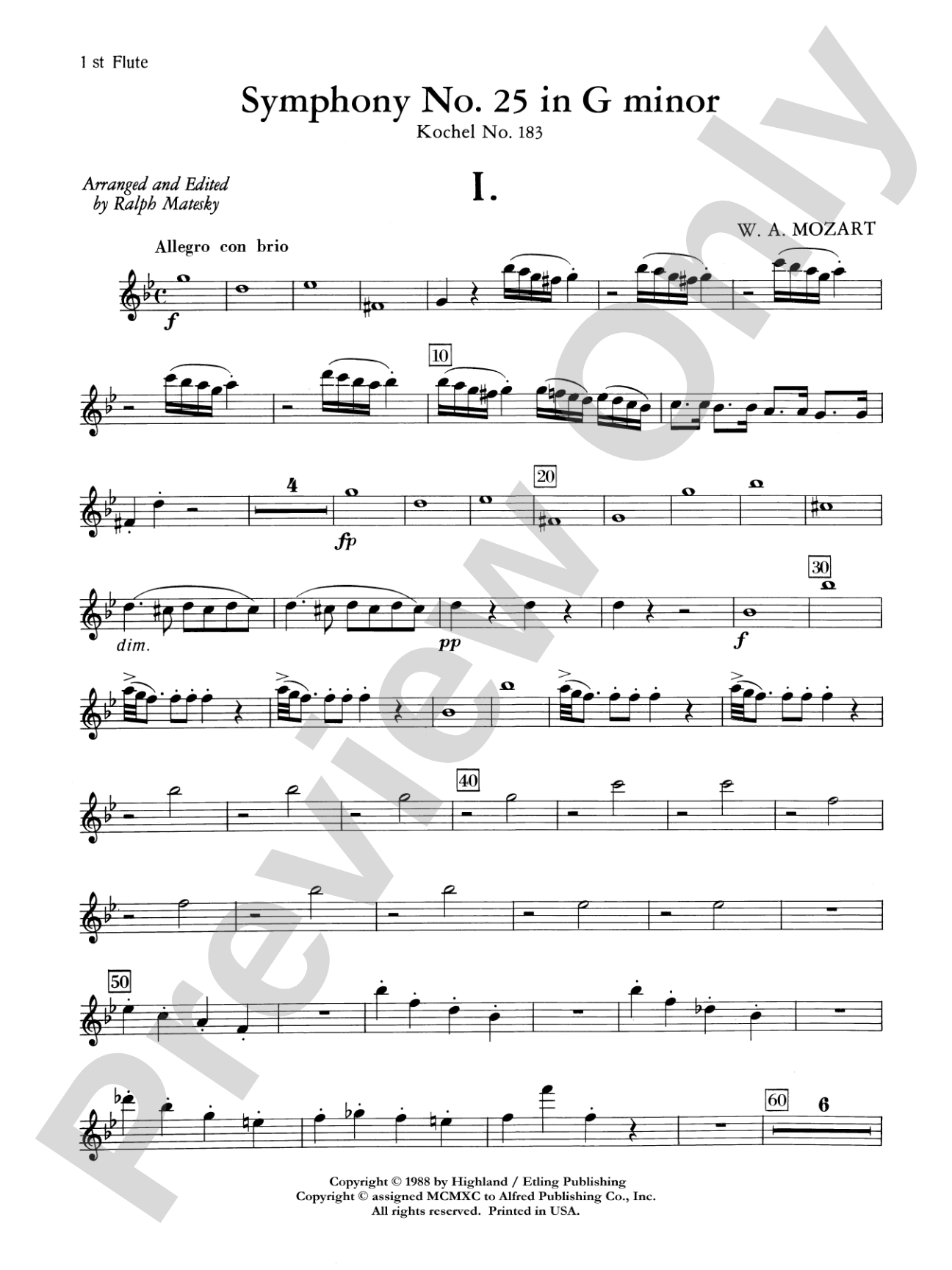 Mozart's Symphony No. 25 in G Minor, 1st & 2nd Movements: Flute