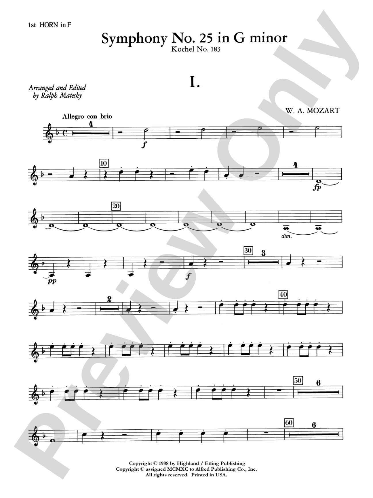 Mozart's Symphony No. 25 in G Minor, 1st & 2nd Movements: 1st F Horn