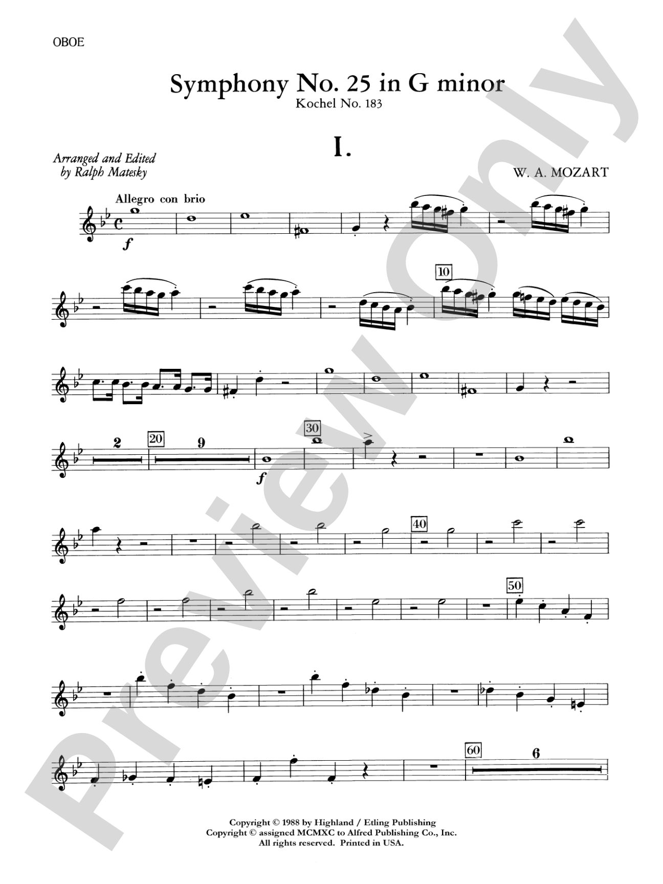 Mozart's Symphony No. 25 in G Minor, 1st & 2nd Movements: Oboe