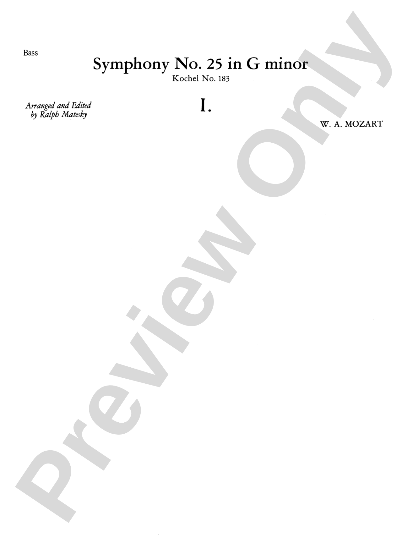 Mozart's Symphony No. 25 in G Minor, 1st & 2nd Movements: String Bass