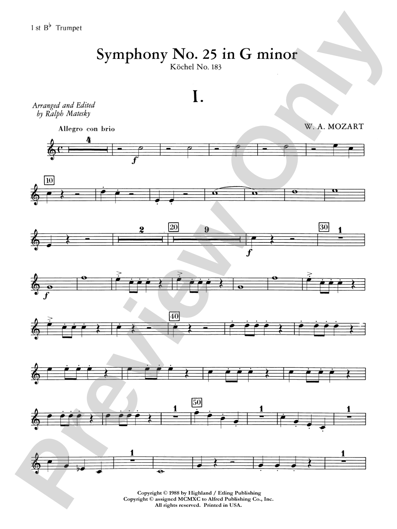 Mozart's Symphony No. 25 in G Minor, 1st & 2nd Movements: 1st B-flat Trumpet