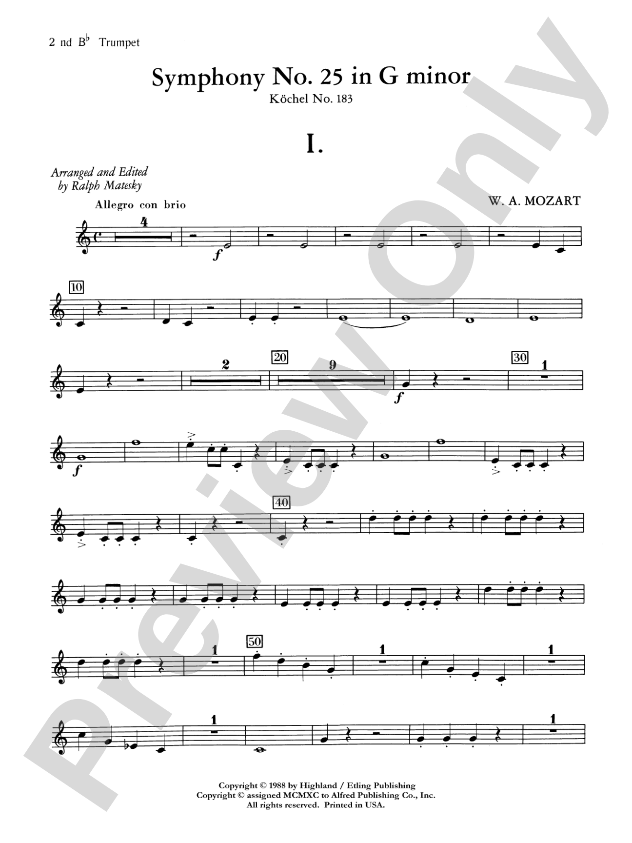 Mozart's Symphony No. 25 in G Minor, 1st & 2nd Movements: 2nd B-flat Trumpet