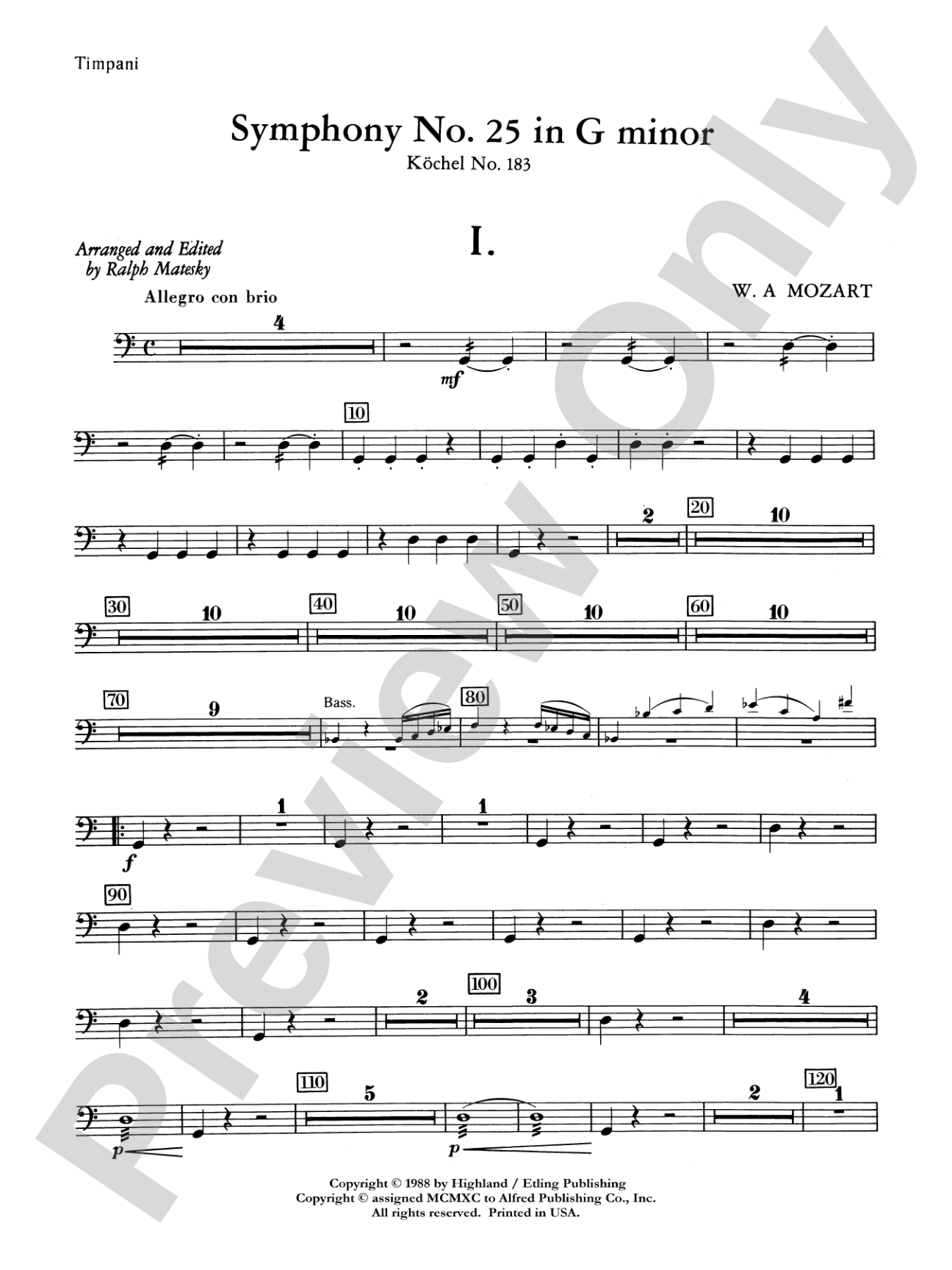 Mozart's Symphony No. 25 in G Minor, 1st & 2nd Movements: Timpani