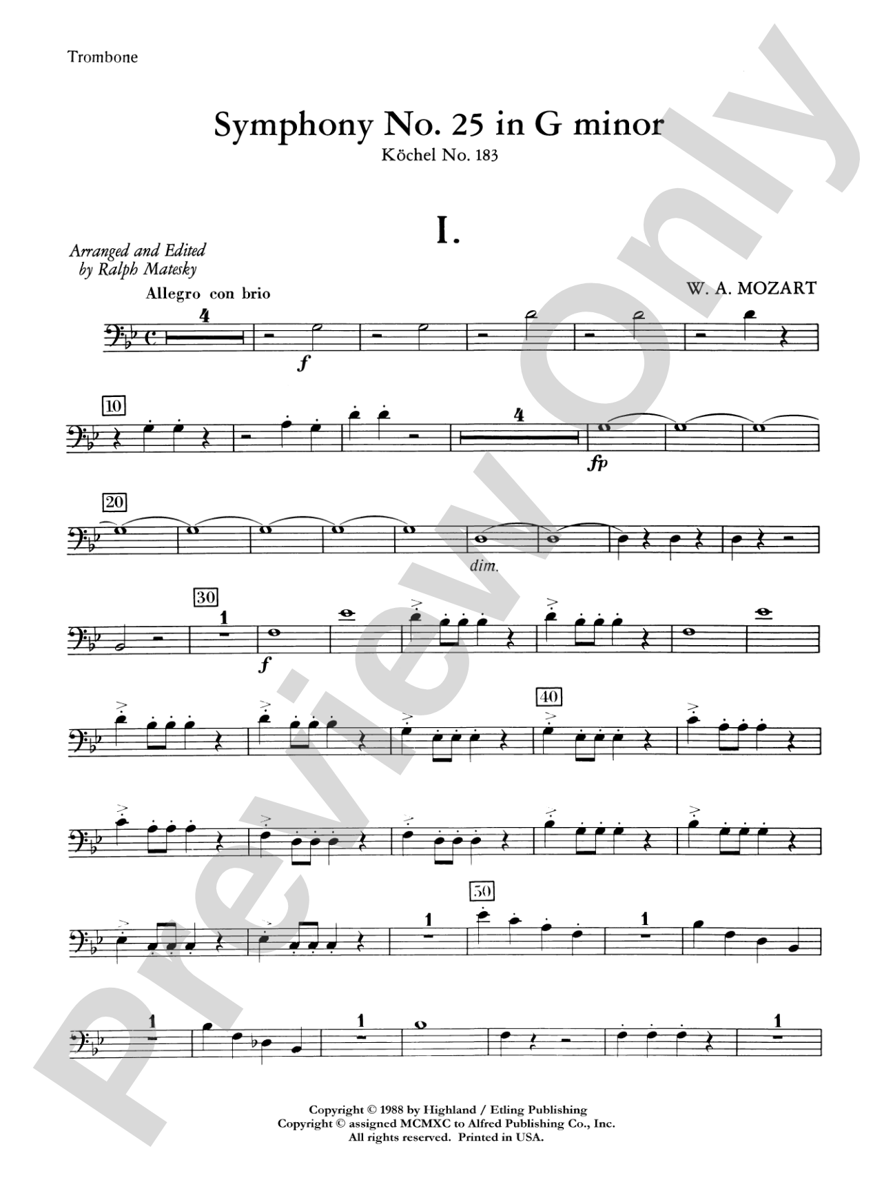 Mozart's Symphony No. 25 in G Minor, 1st & 2nd Movements: 1st Trombone