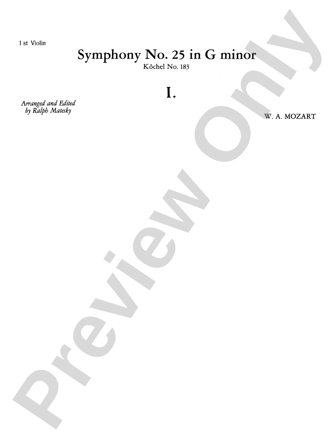 Mozart's Symphony No. 25 in G Minor, 1st & 2nd Movements: 1st Violin