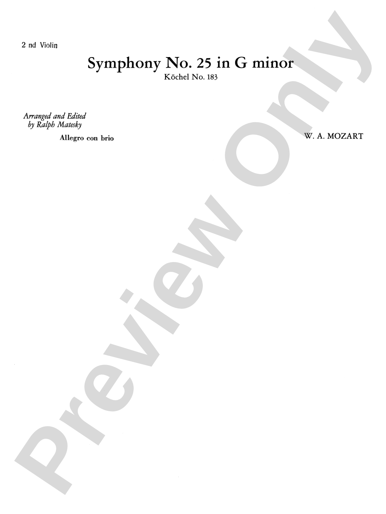 Mozart's Symphony No. 25 in G Minor, 1st & 2nd Movements: 2nd Violin