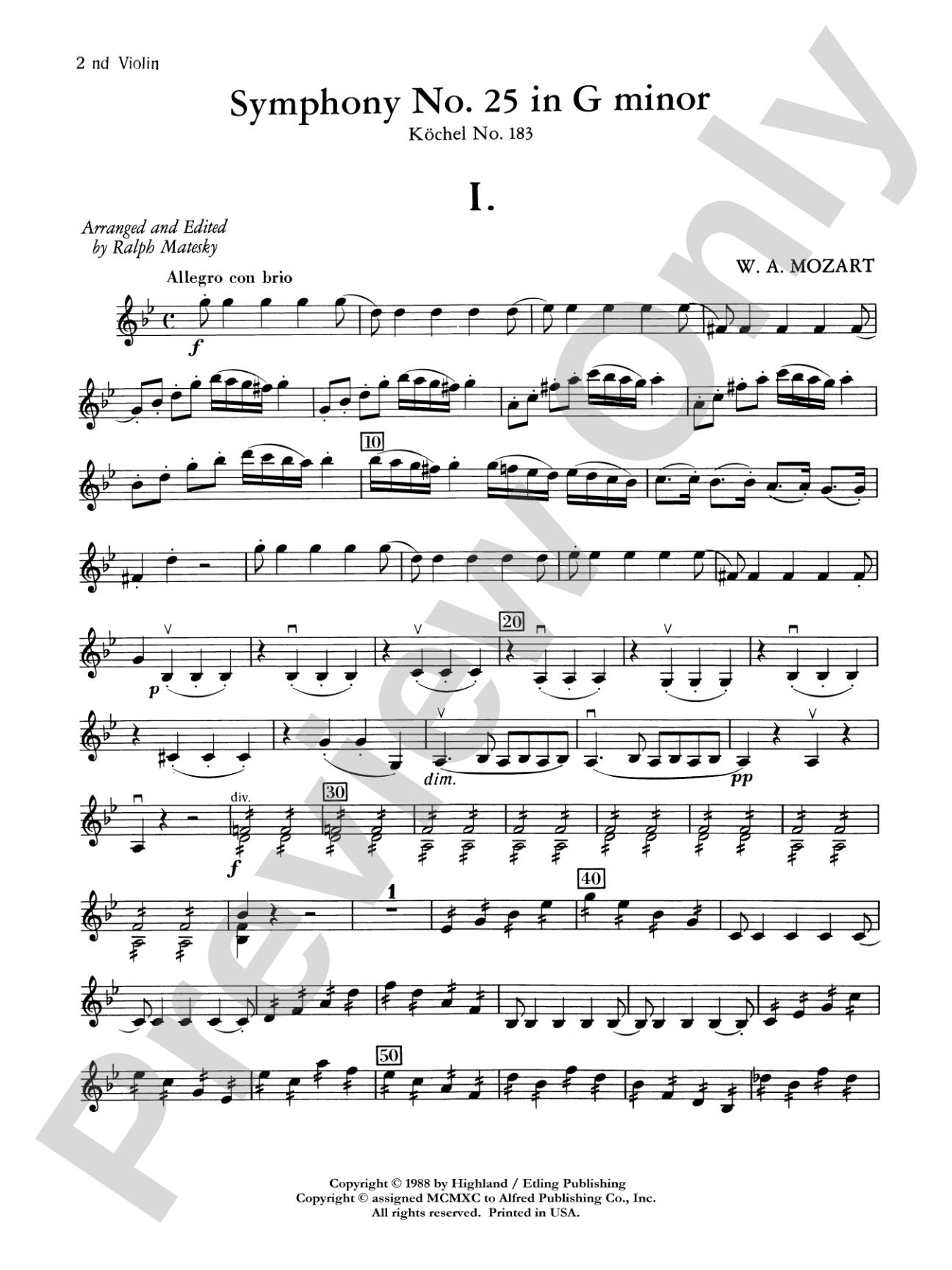 Mozart's Symphony No. 25 in G Minor, 1st & 2nd Movements: 2nd Violin