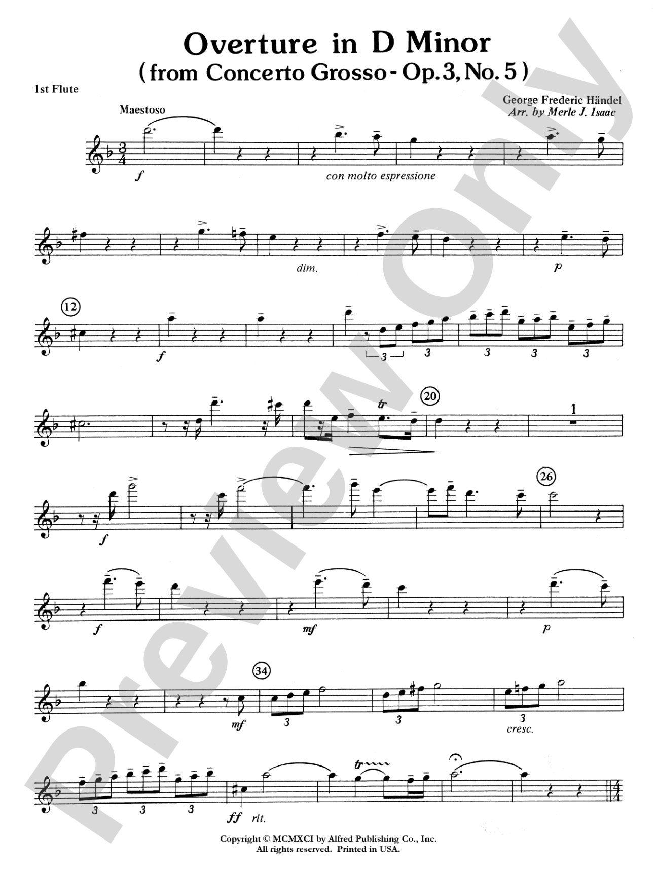 Overture in D minor (Concerto Grosso): Flute