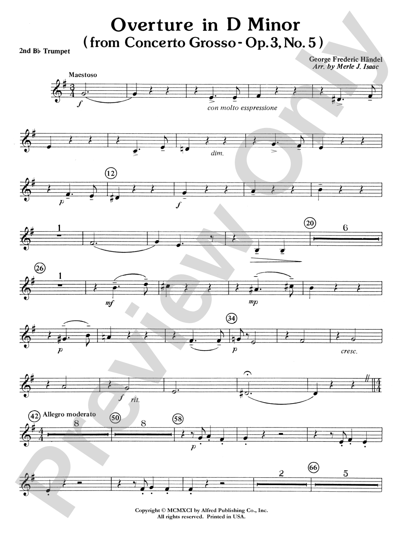 Overture in D minor (Concerto Grosso): 2nd B-flat Trumpet