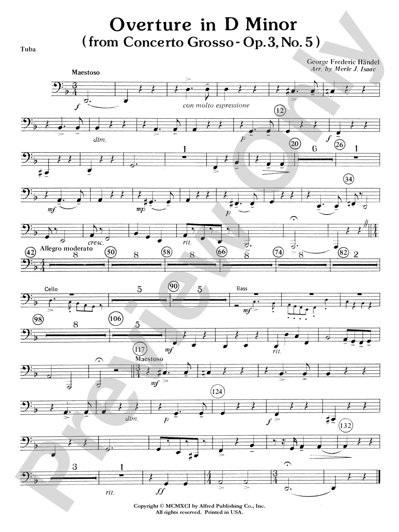 Overture in D minor (Concerto Grosso): Tuba