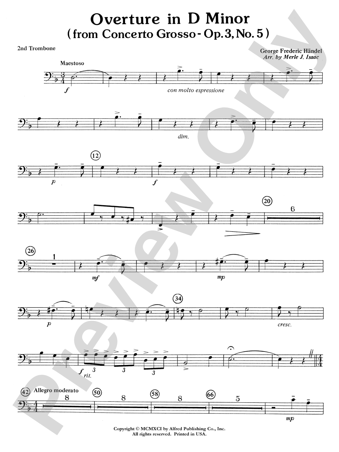 Overture in D minor (Concerto Grosso): 2nd Trombone