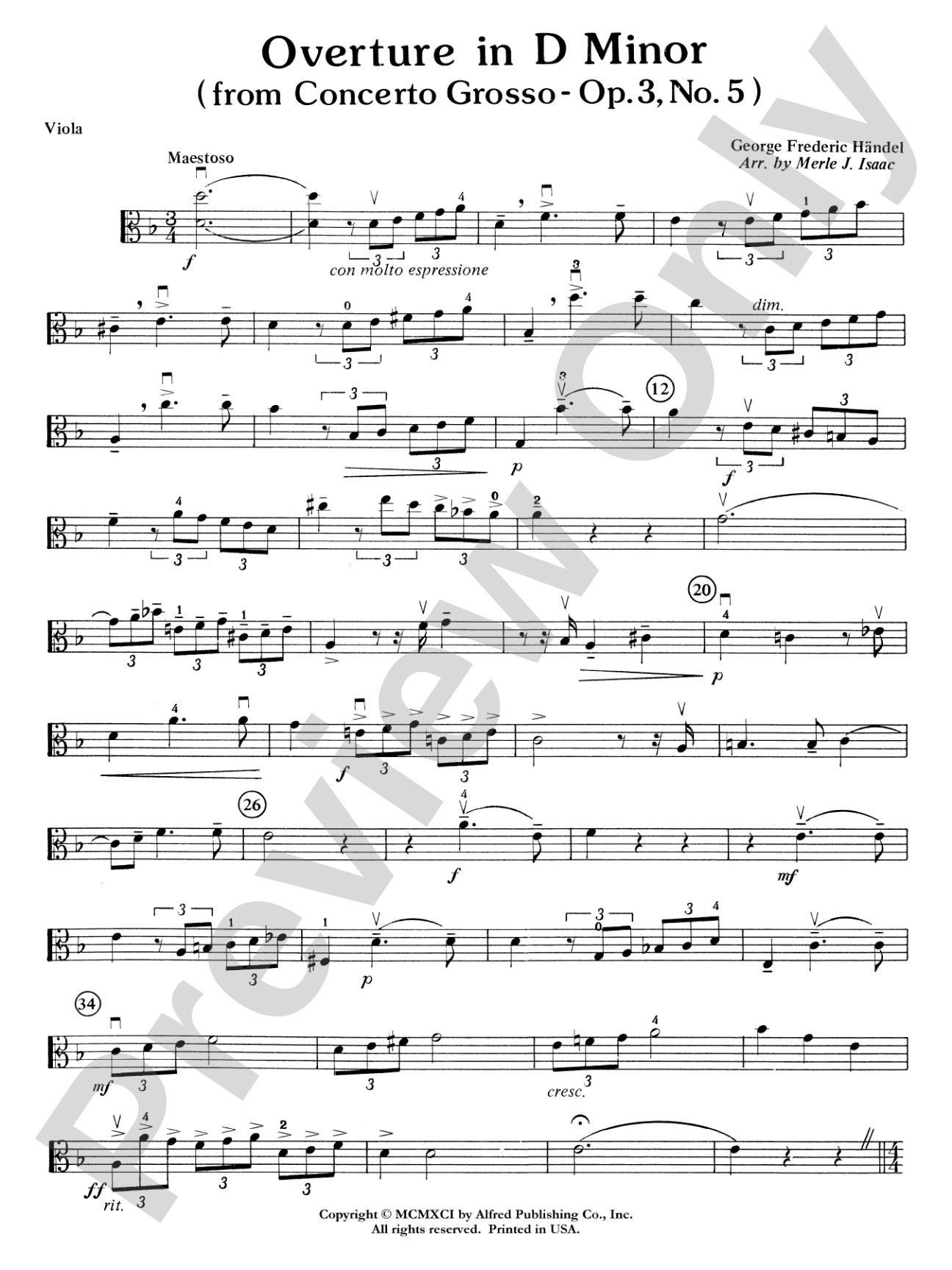 Overture in D minor (Concerto Grosso): Viola