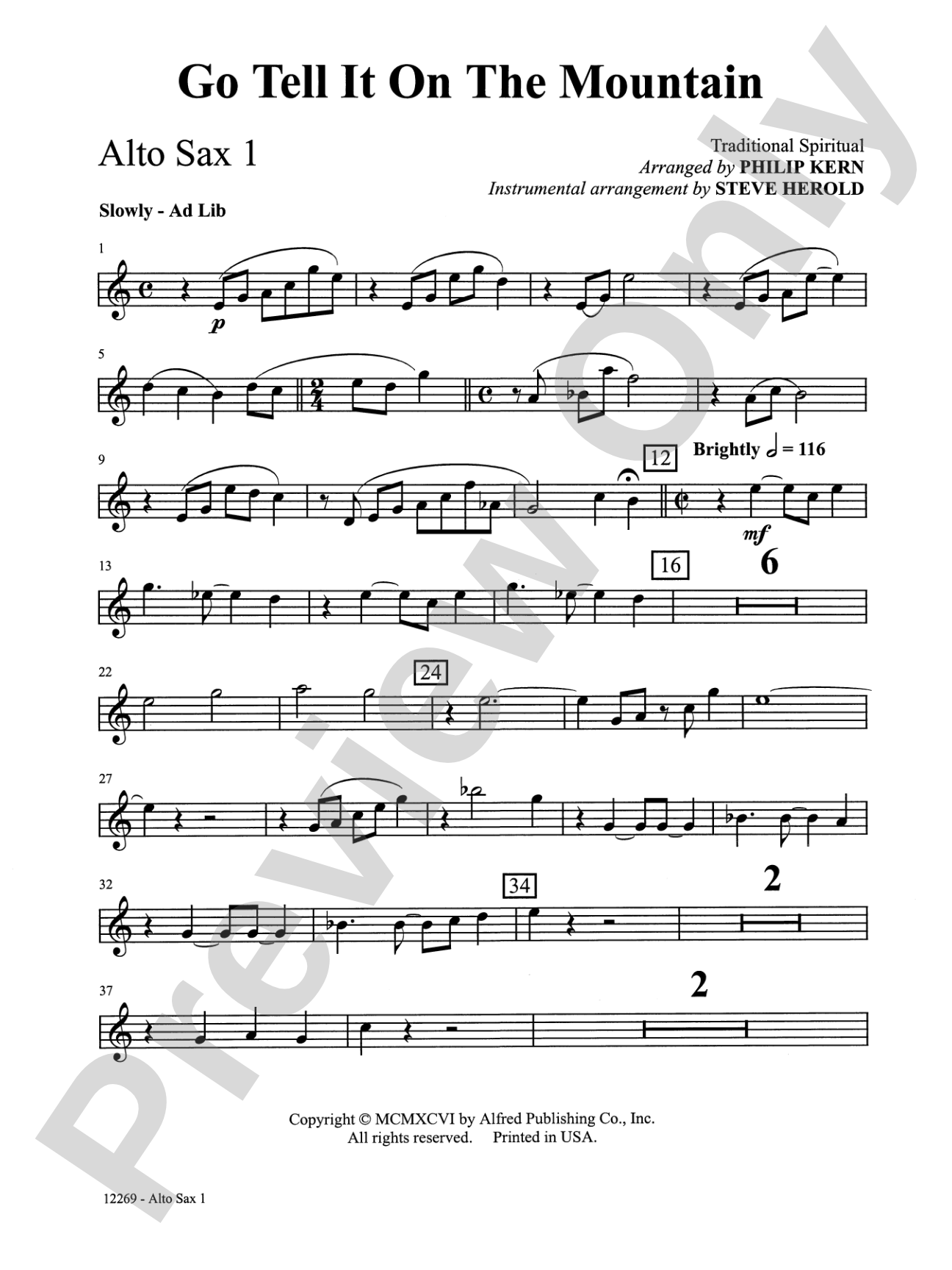 Go Tell It on the Mountain: E-flat Alto Saxophone: Choral SoundPax