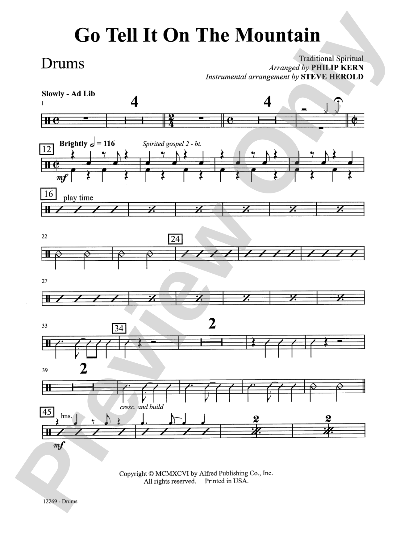 Go Tell It on the Mountain: Drums: Choral SoundPax