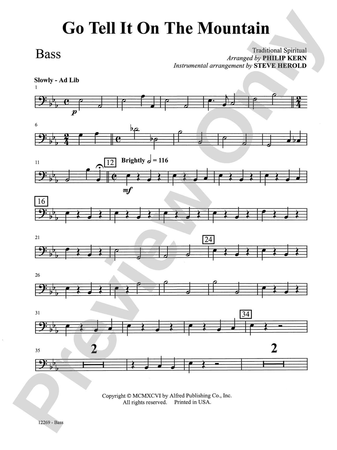Go Tell It on the Mountain: String Bass: Choral SoundPax