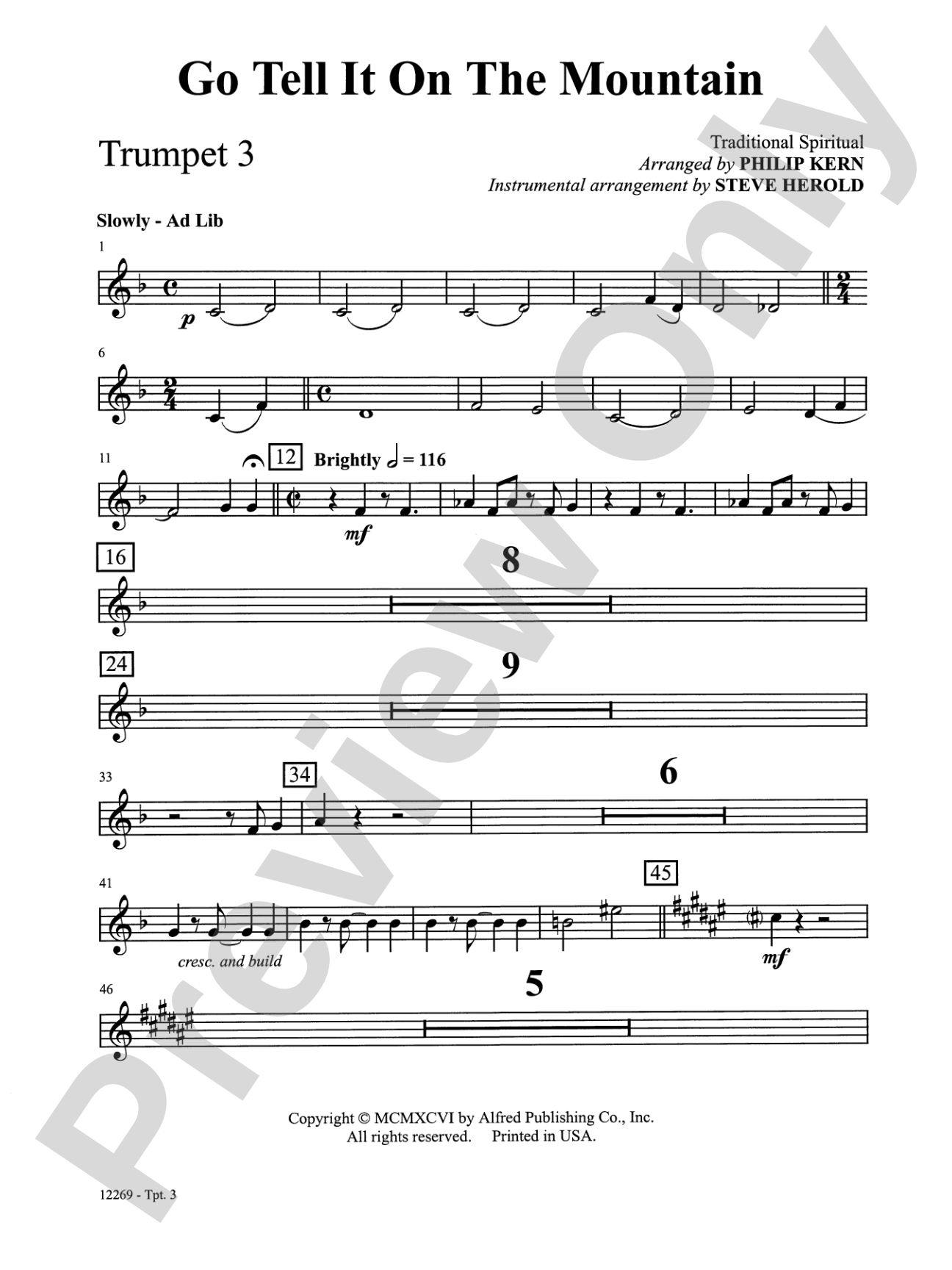 Go Tell It on the Mountain: 3rd B-flat Trumpet: Choral SoundPax