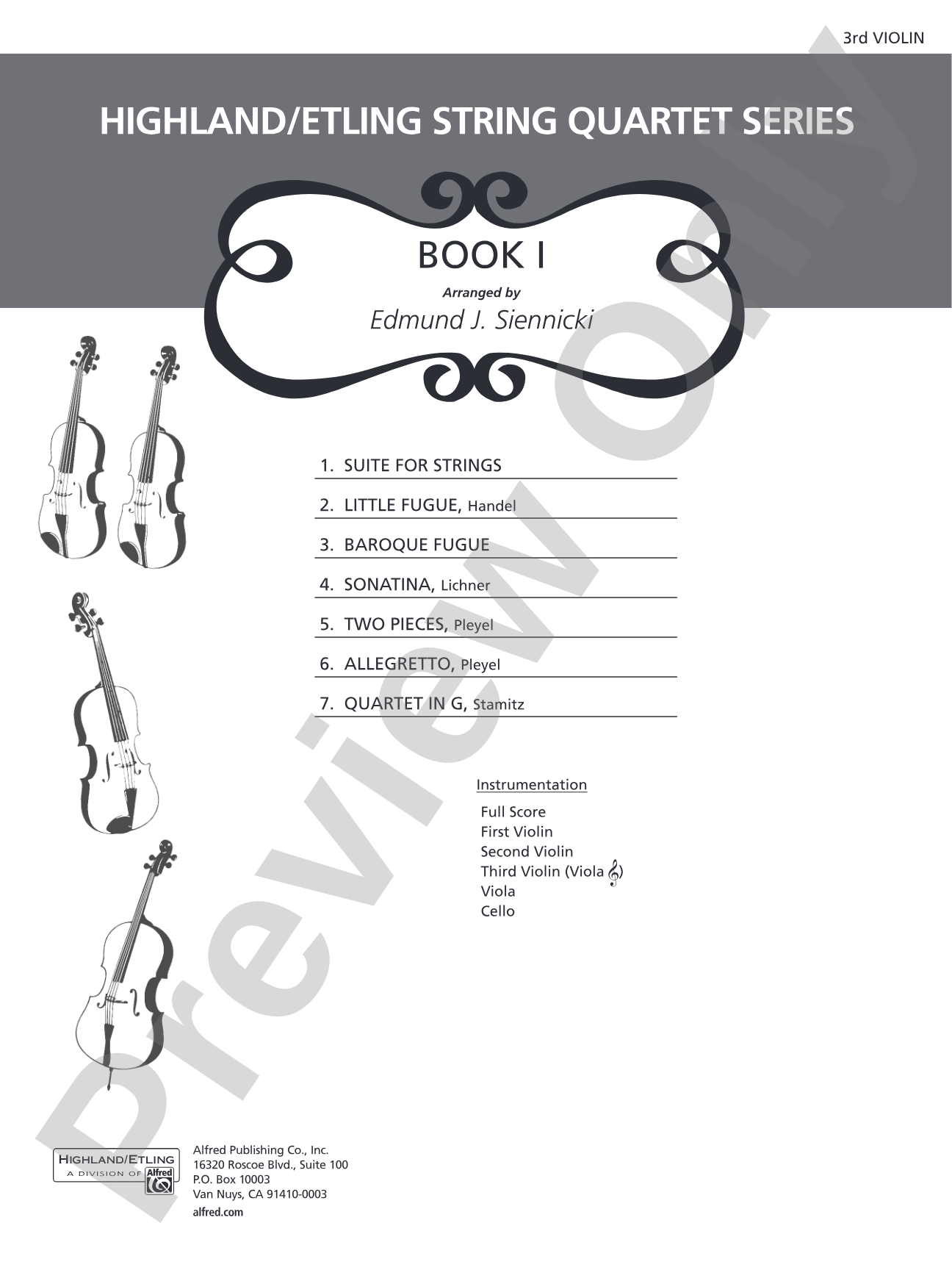 Highland/Etling String Quartet Series: Set 1: 3rd Violin (Viola [TC])
