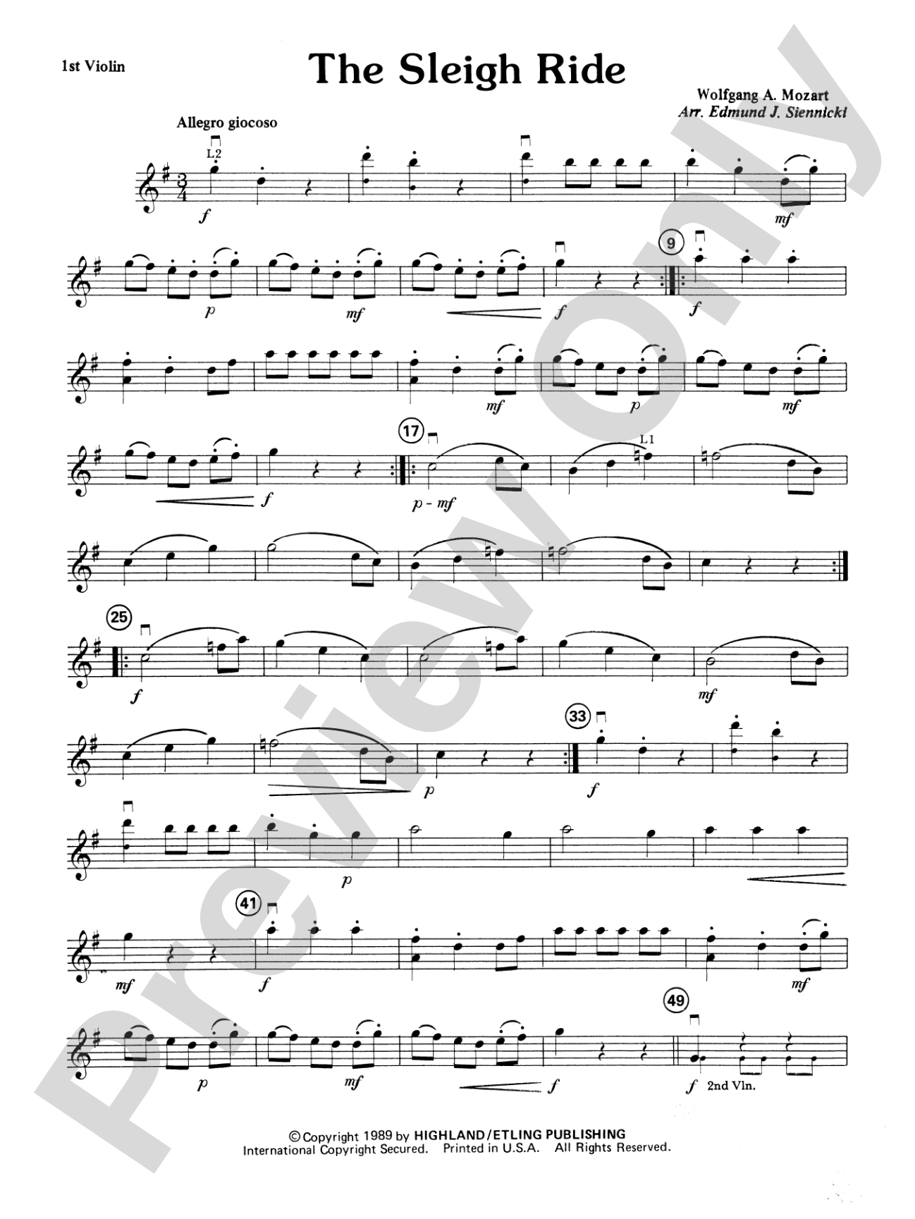 Highland/Etling String Quartet Series: Set 3: 1st Violin