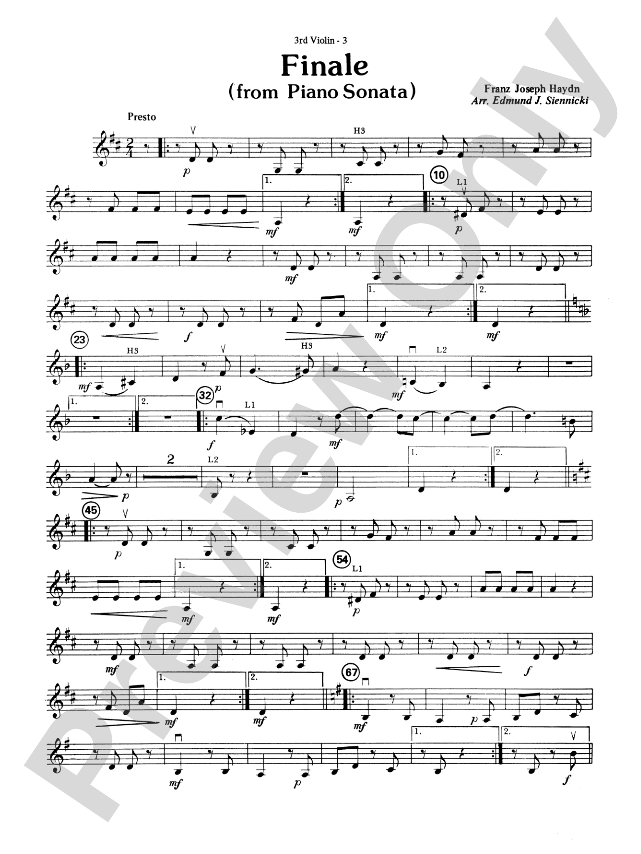 Highland/Etling String Quartet Series: Set 3: 3rd Violin (Viola [TC])