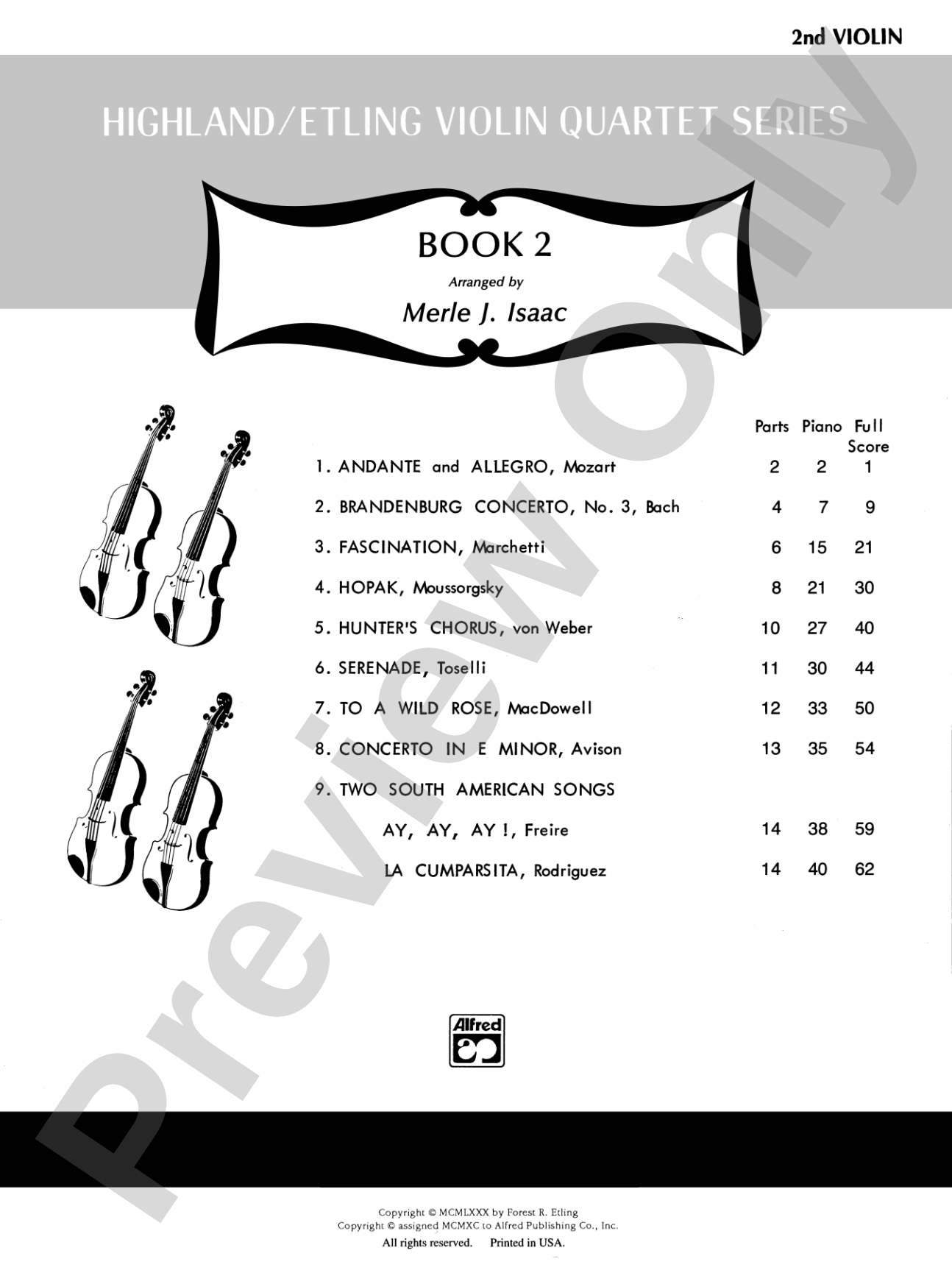 Highland/Etling Violin Quartet Series: Set 2: 2nd Violin