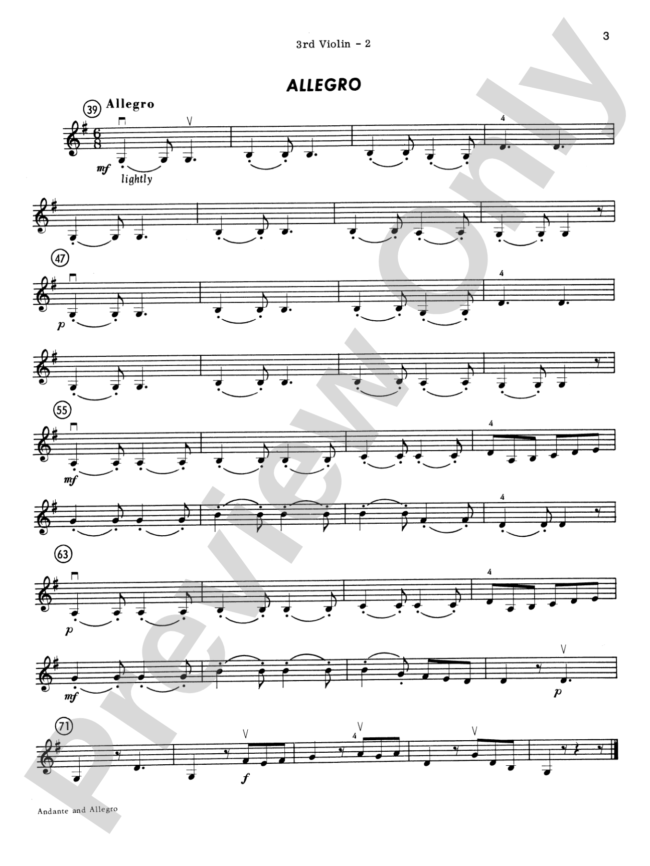 Highland/Etling Violin Quartet Series: Set 2: 3rd Violin (Viola [TC])