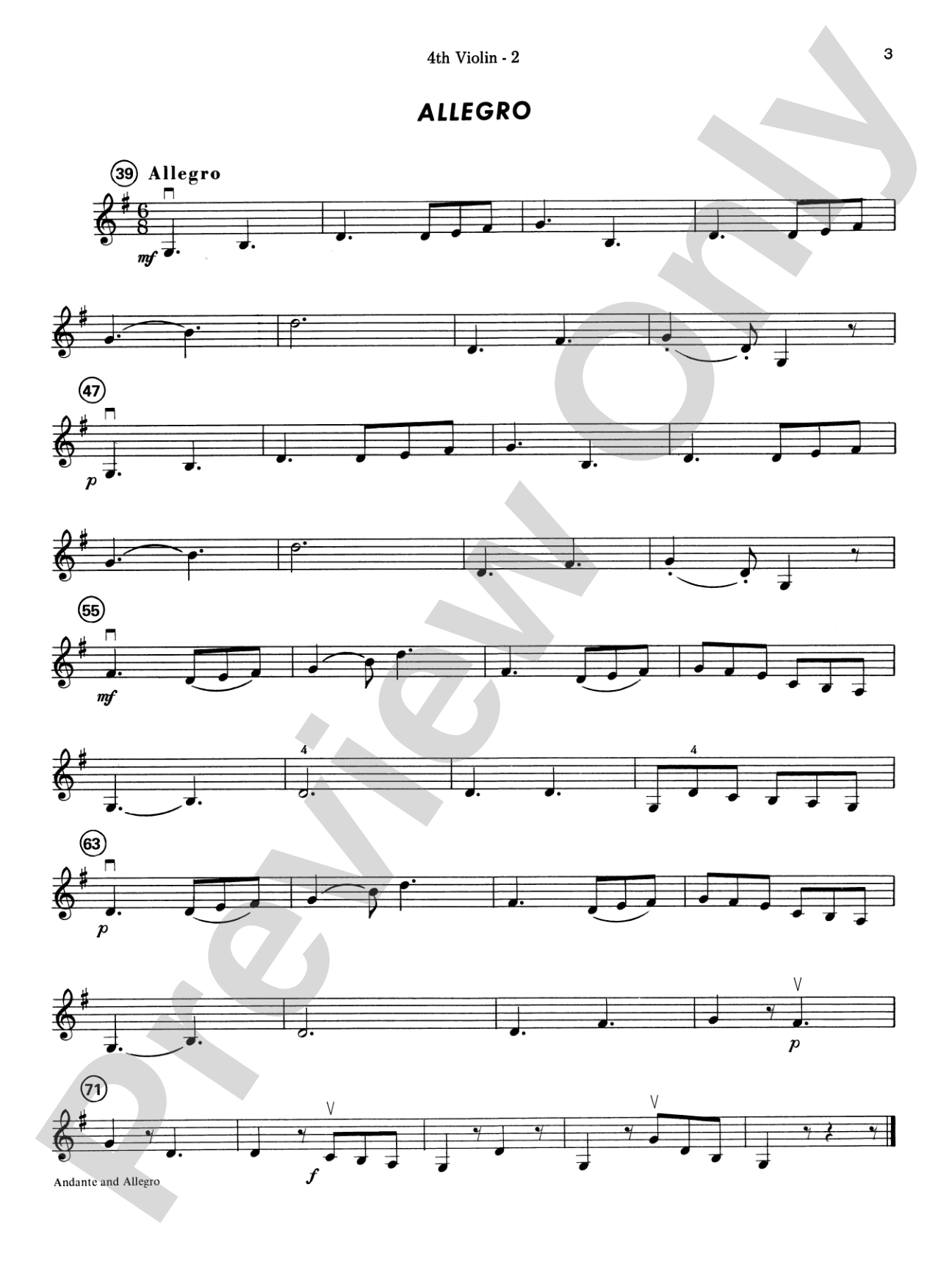 Highland/Etling Violin Quartet Series: Set 2: 4th Violin