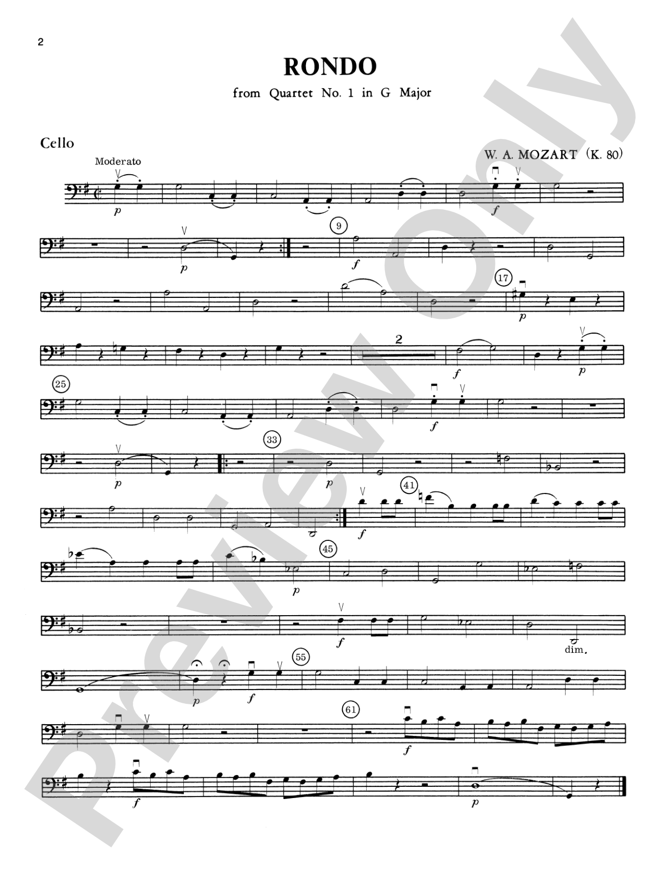 Mozart String Quartets: Cello