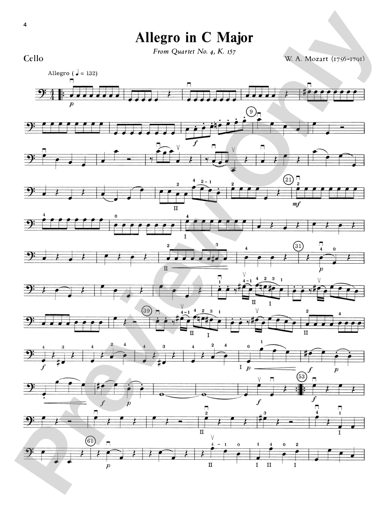 Mozart String Quartets: Cello