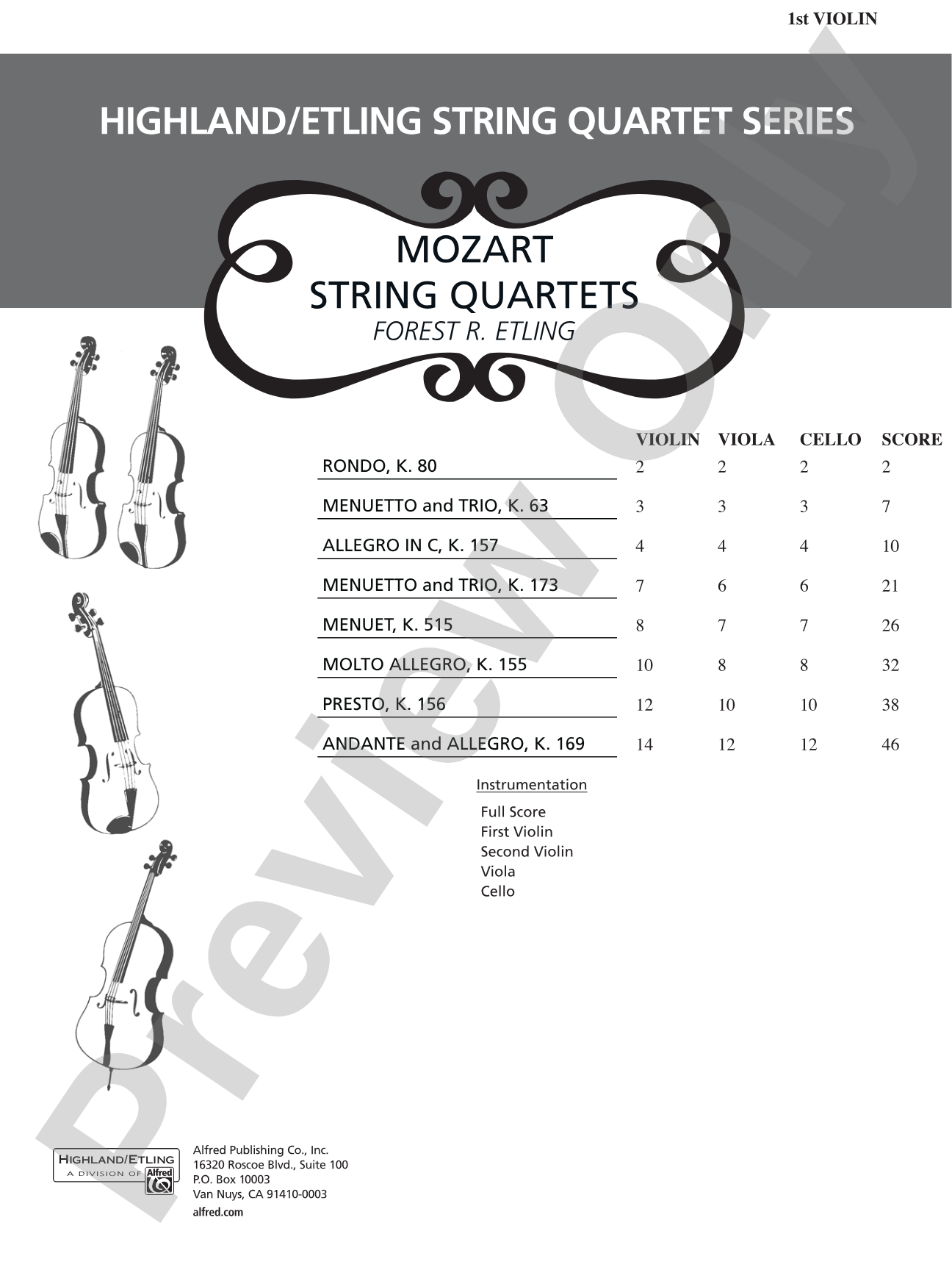 Mozart String Quartets: 1st Violin