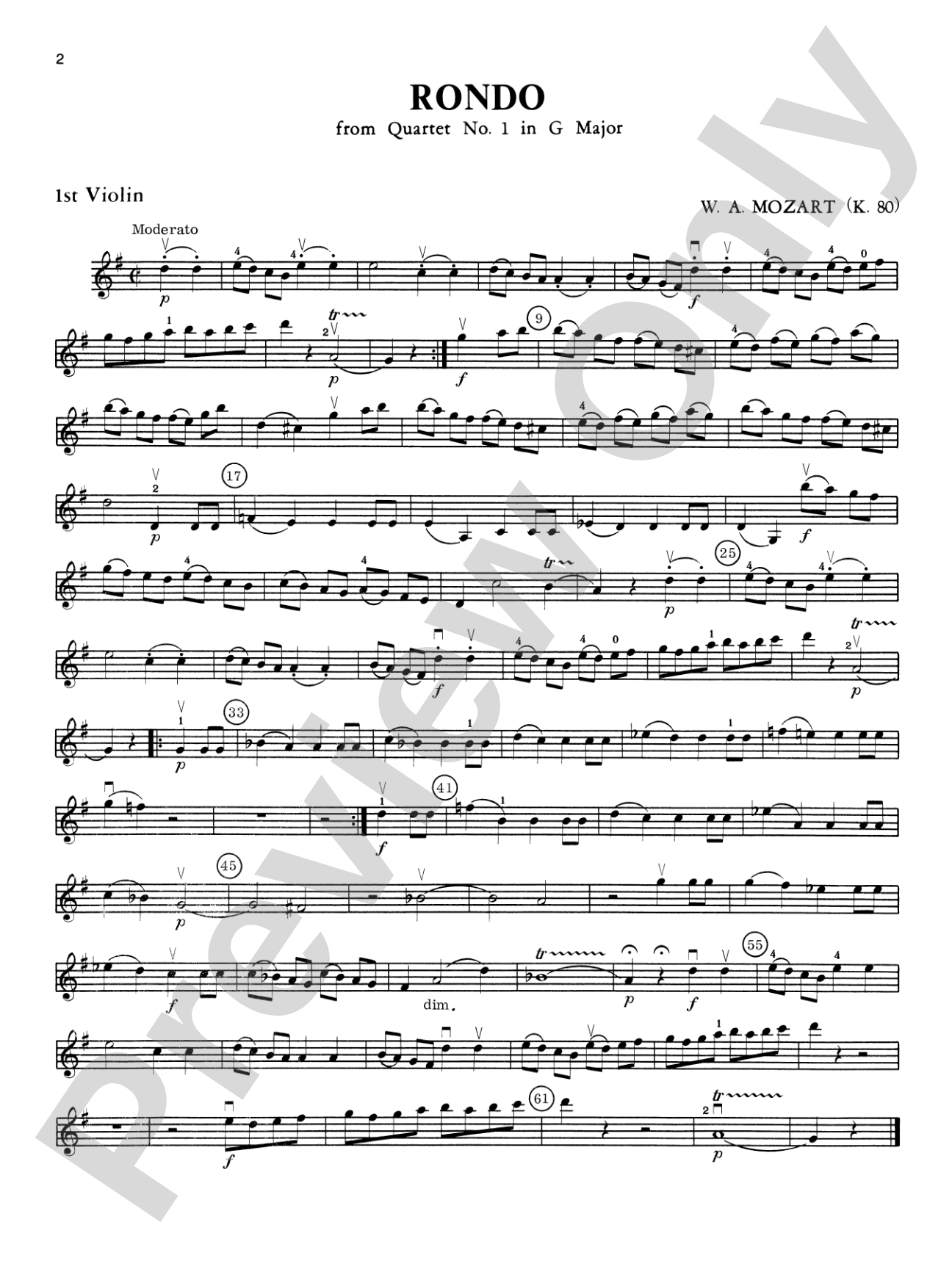 Mozart String Quartets: 1st Violin