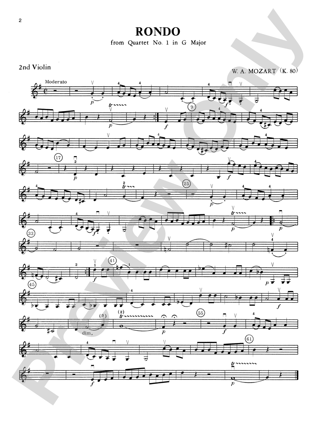 Mozart String Quartets: 2nd Violin