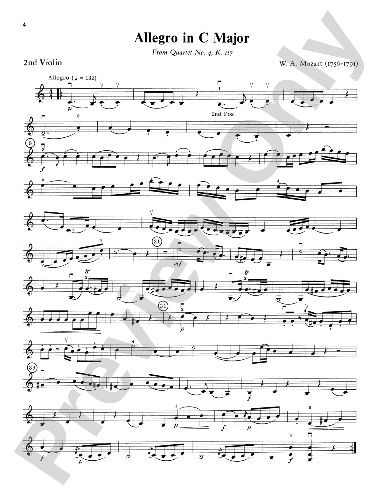 Mozart String Quartets: 2nd Violin
