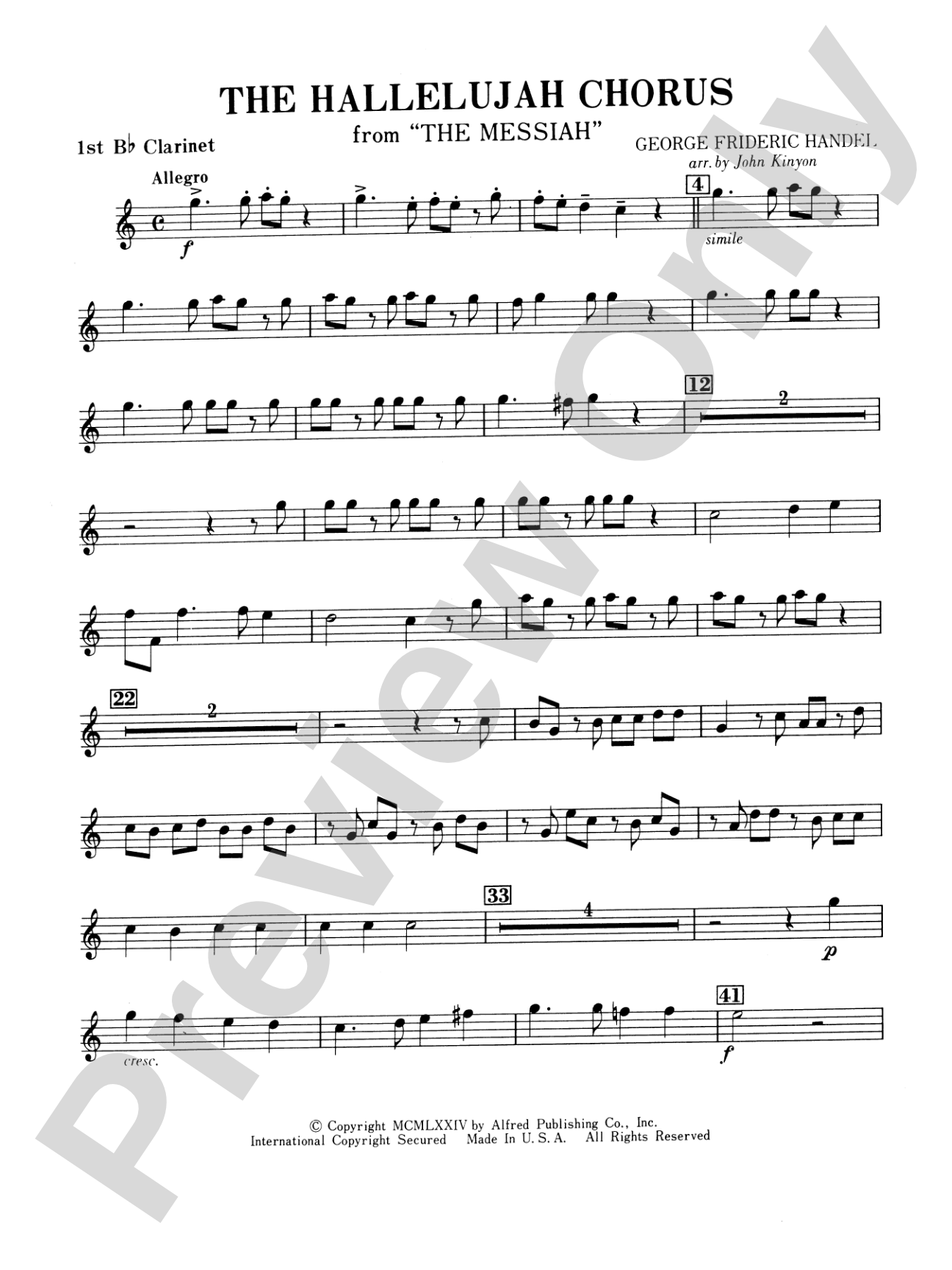Hallelujah Chorus: 1st B-flat Clarinet