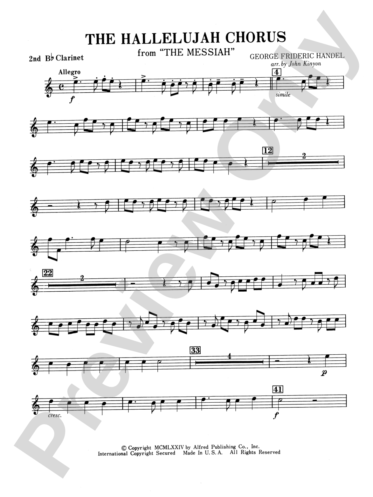 Hallelujah Chorus: 2nd B-flat Clarinet