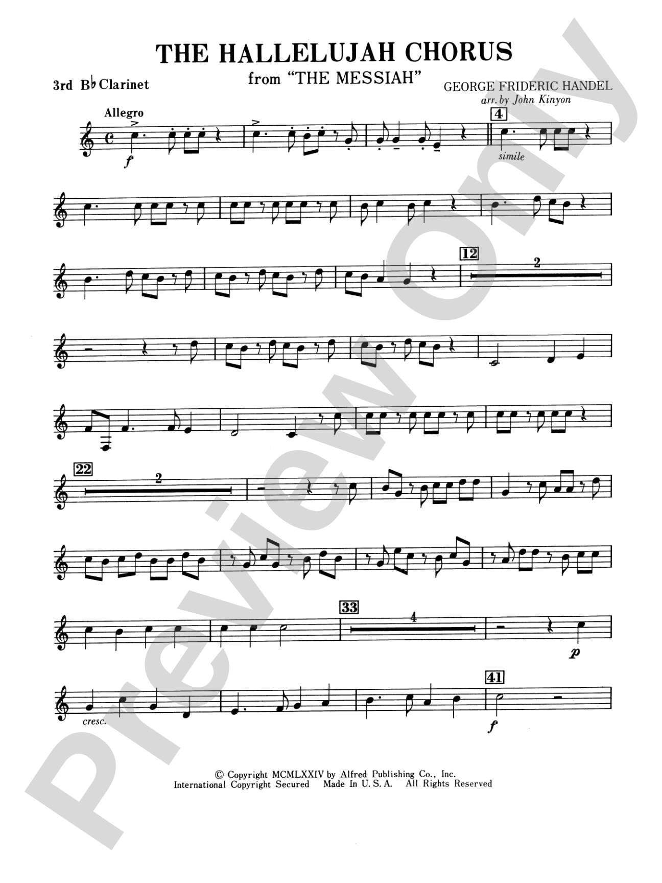 Hallelujah Chorus: 3rd B-flat Clarinet