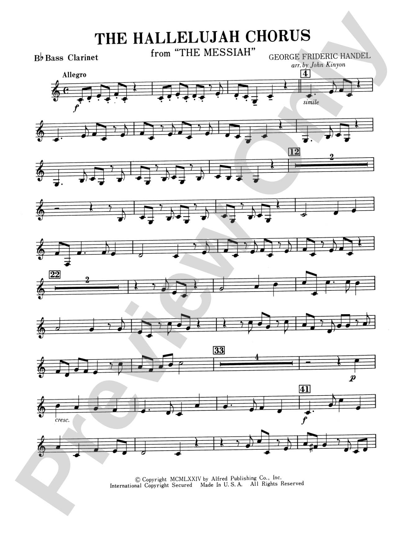 Hallelujah Chorus: B-flat Bass Clarinet