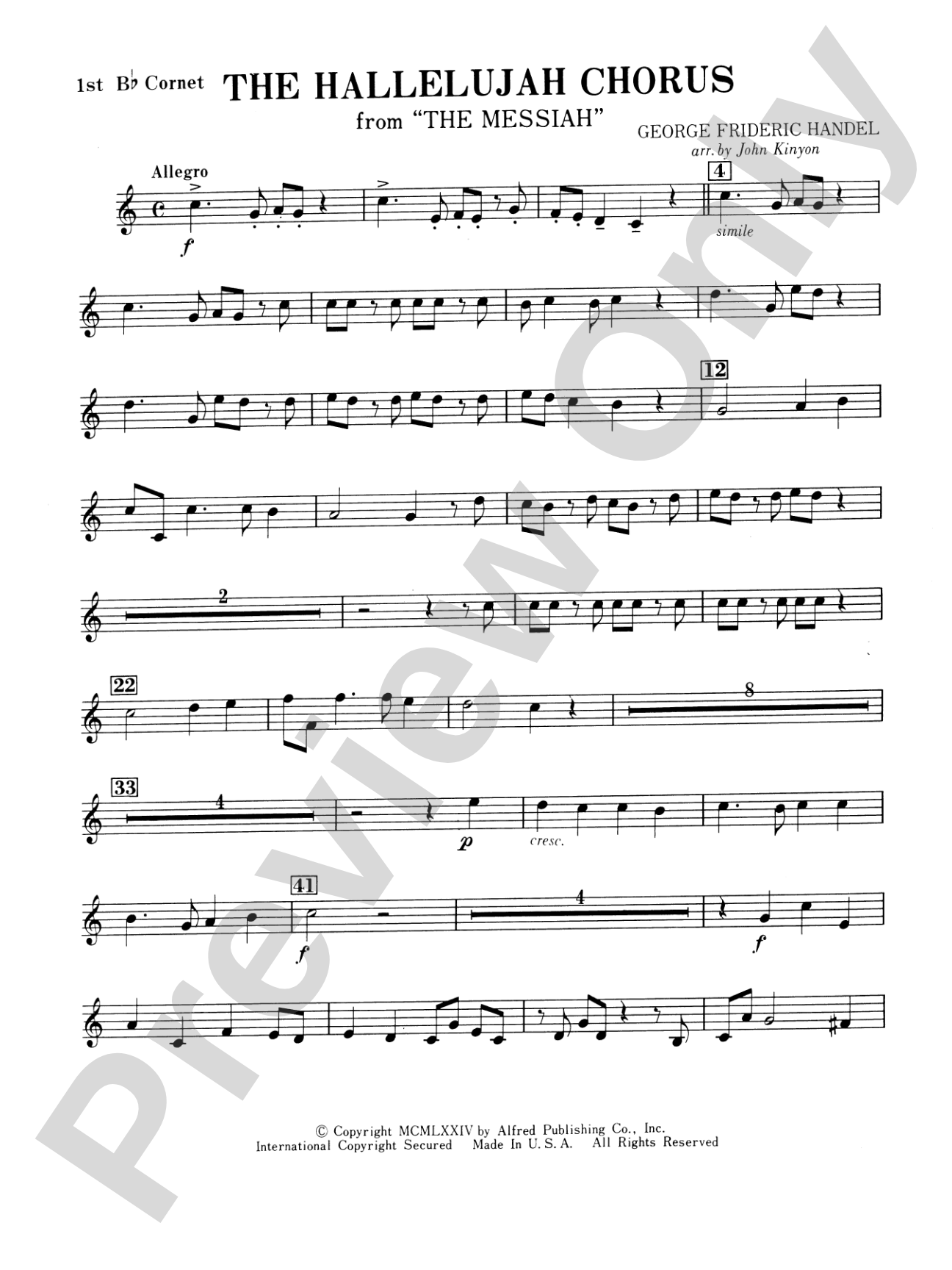 Hallelujah Chorus: 1st B-flat Cornet