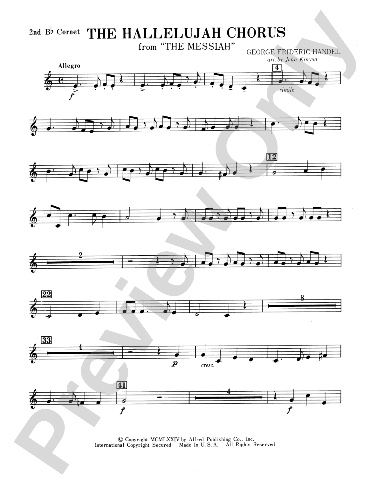 Hallelujah Chorus: 2nd B-flat Cornet