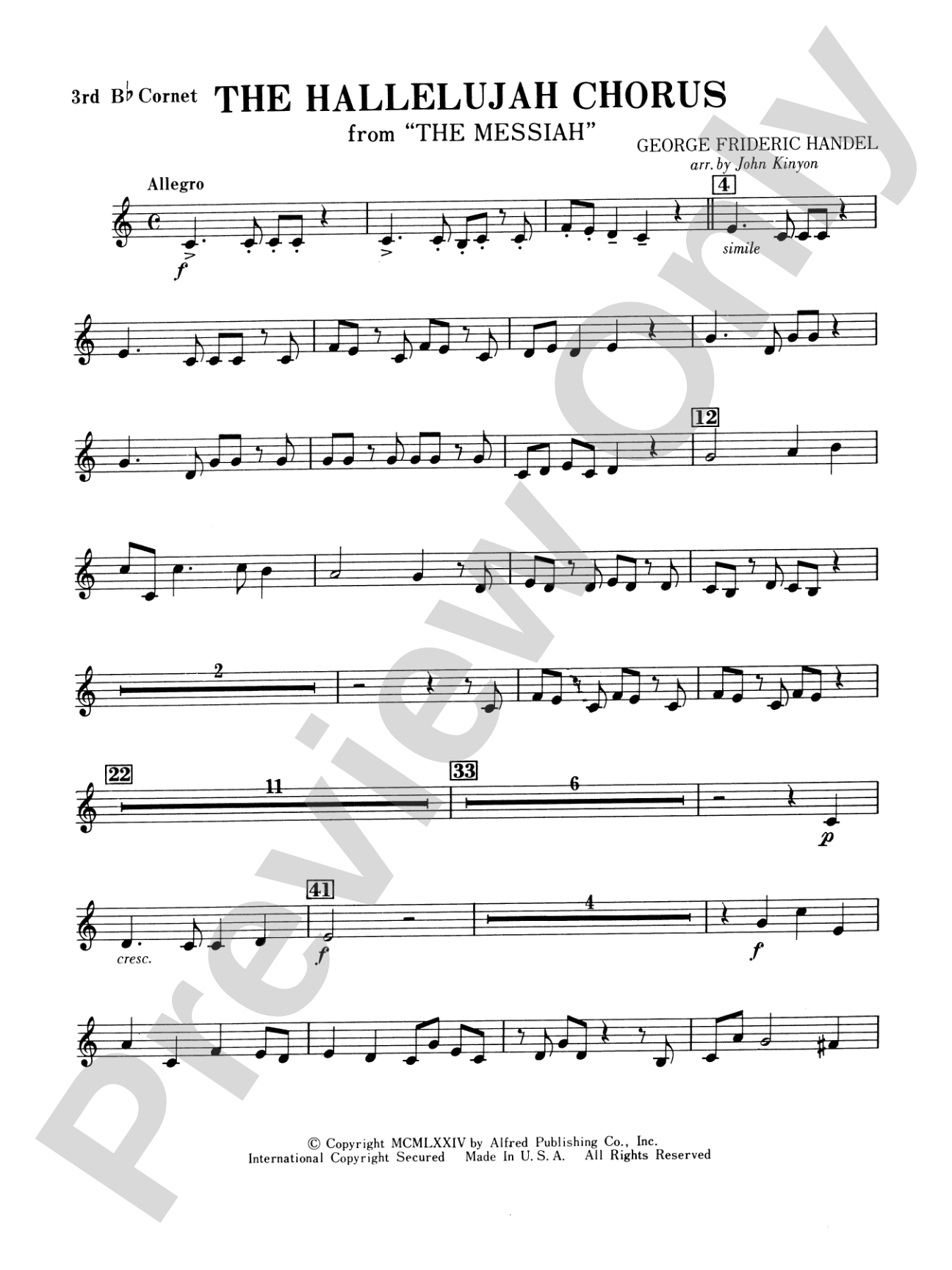 Hallelujah Chorus: 3rd B-flat Cornet