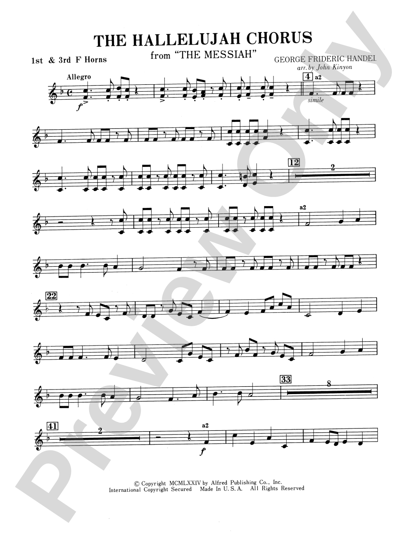 Hallelujah Chorus: 1st F Horn