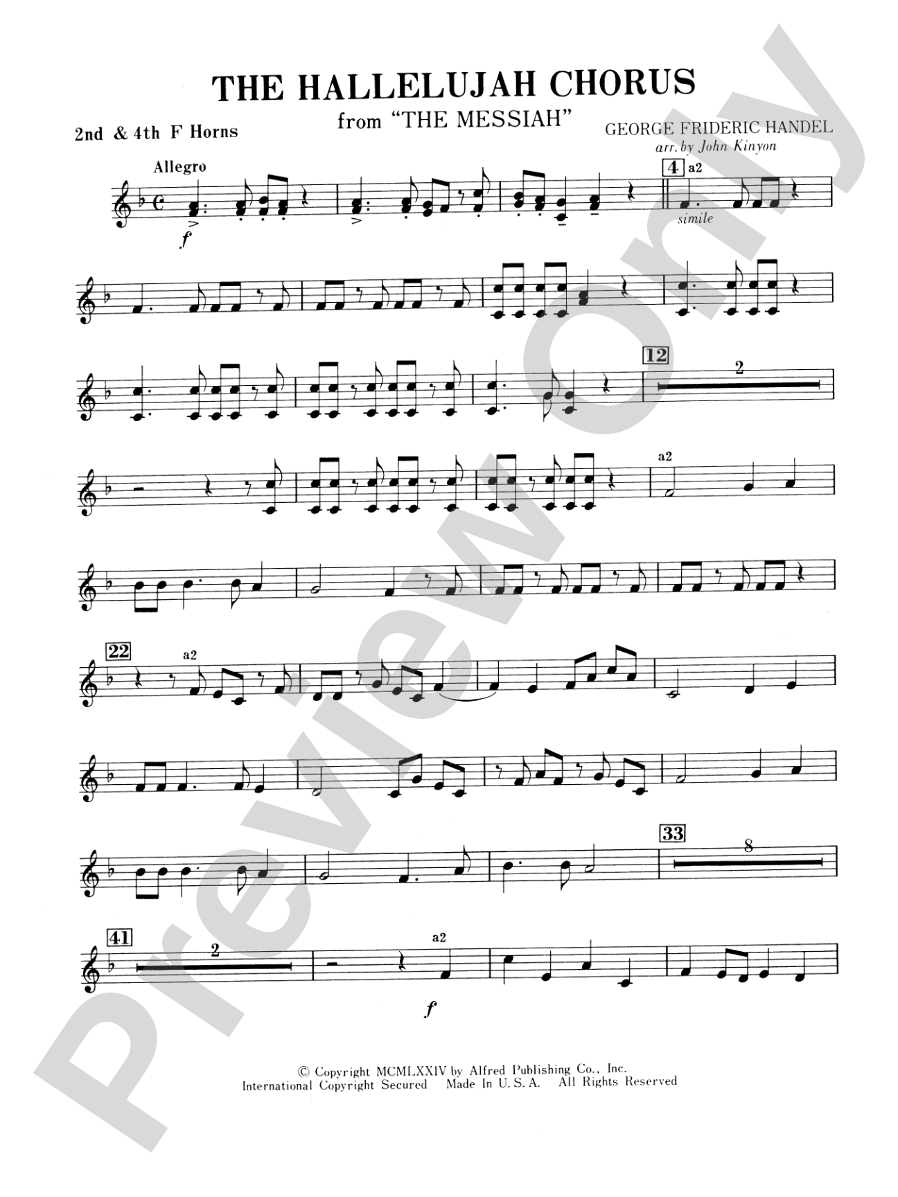 Hallelujah Chorus: 2nd F Horn