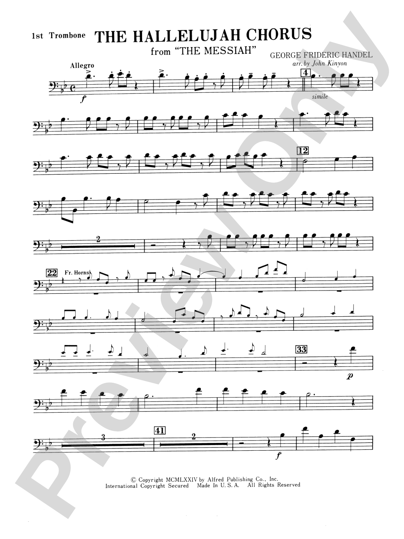 Hallelujah Chorus: 1st Trombone