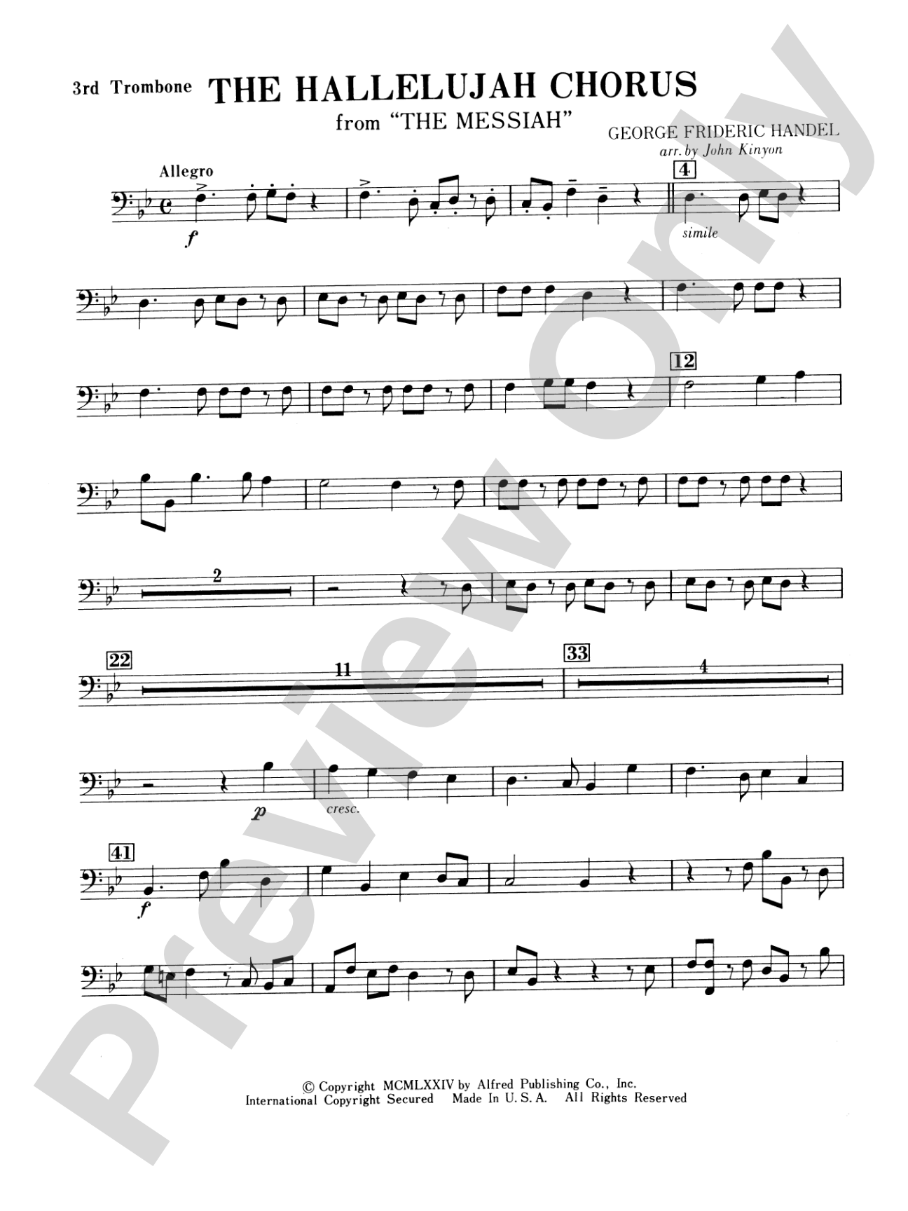 Hallelujah Chorus: 3rd Trombone