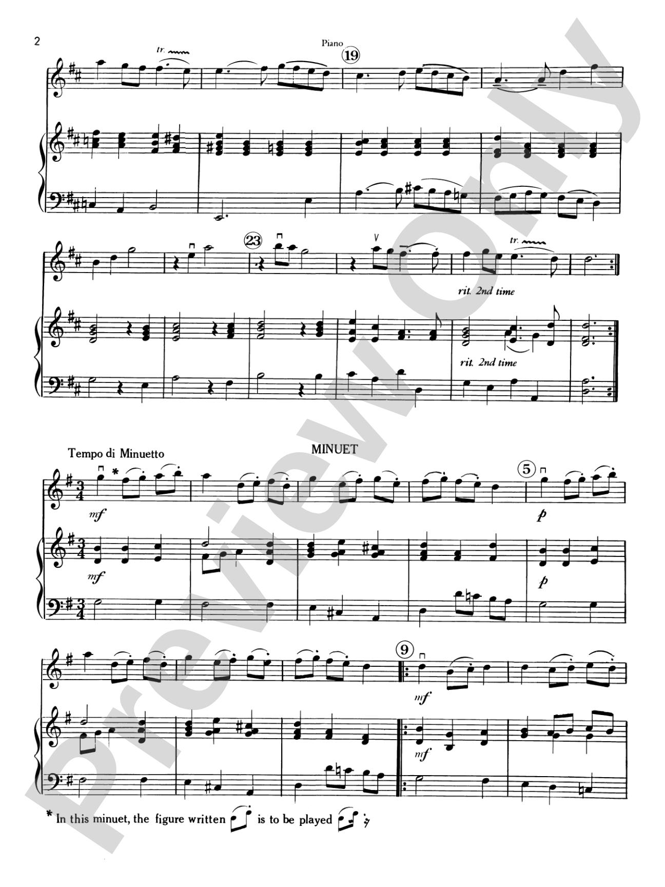 Air, Minuet and Rondo: Piano Accompaniment