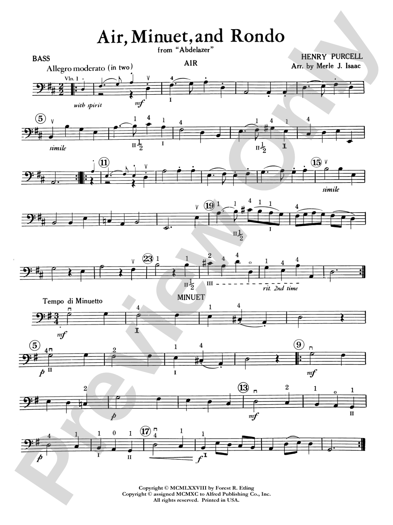 Air, Minuet and Rondo: String Bass