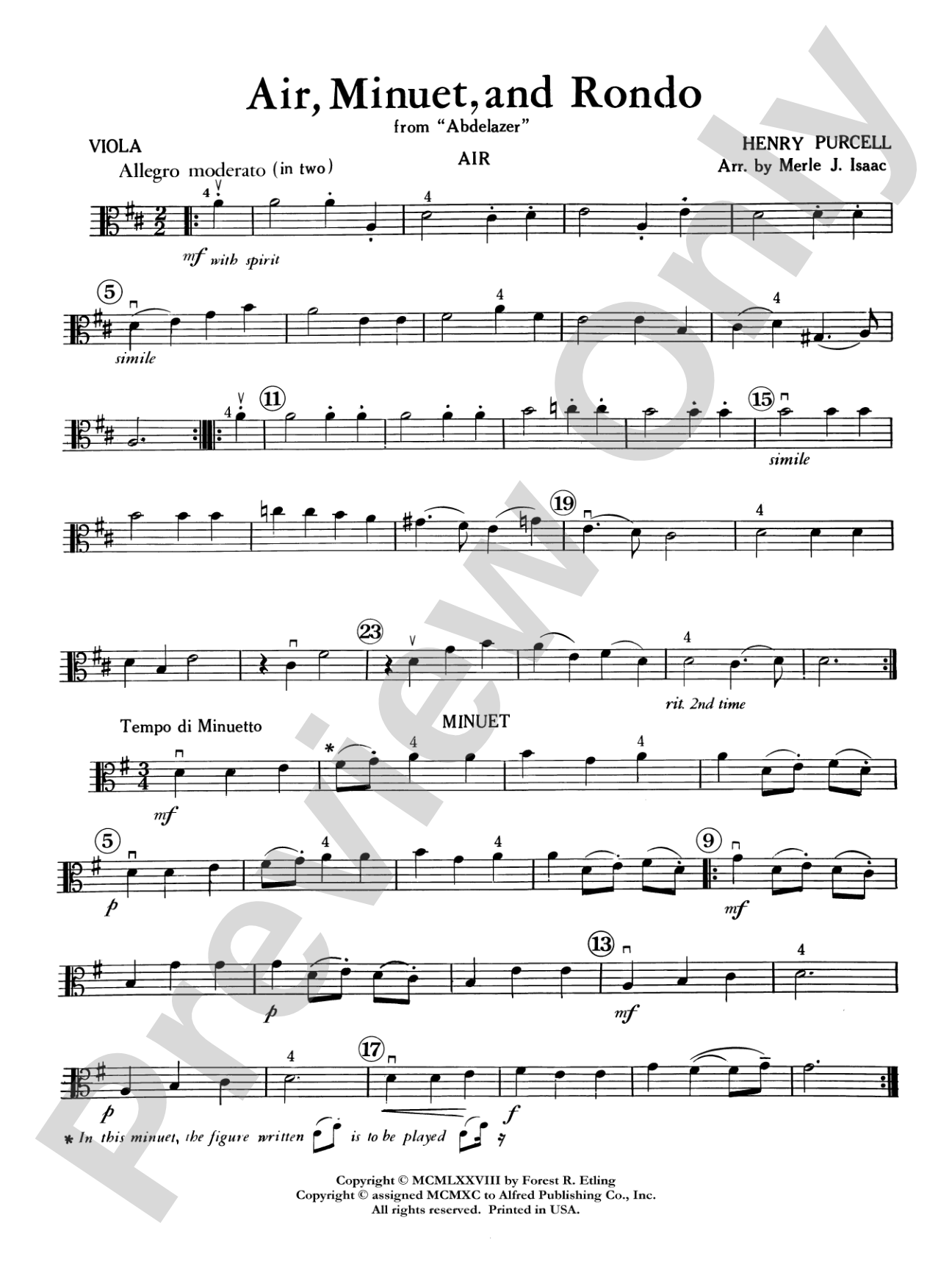 Air, Minuet and Rondo: Viola