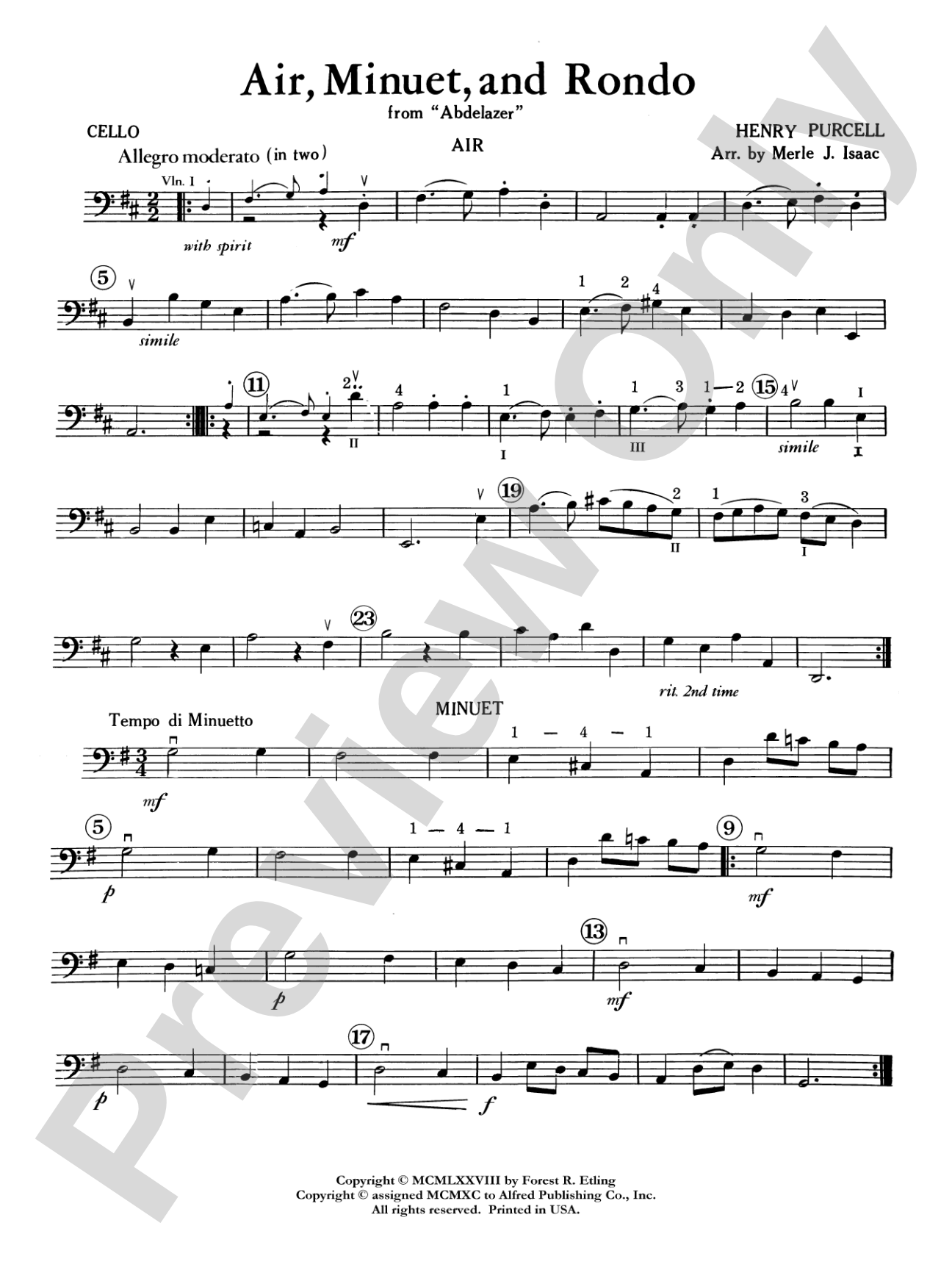 Air, Minuet and Rondo: Cello
